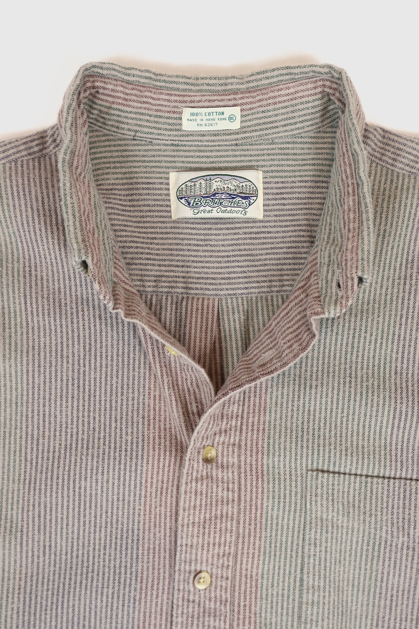 Vintage Striped Flannel Button-Down Shirt Image 2