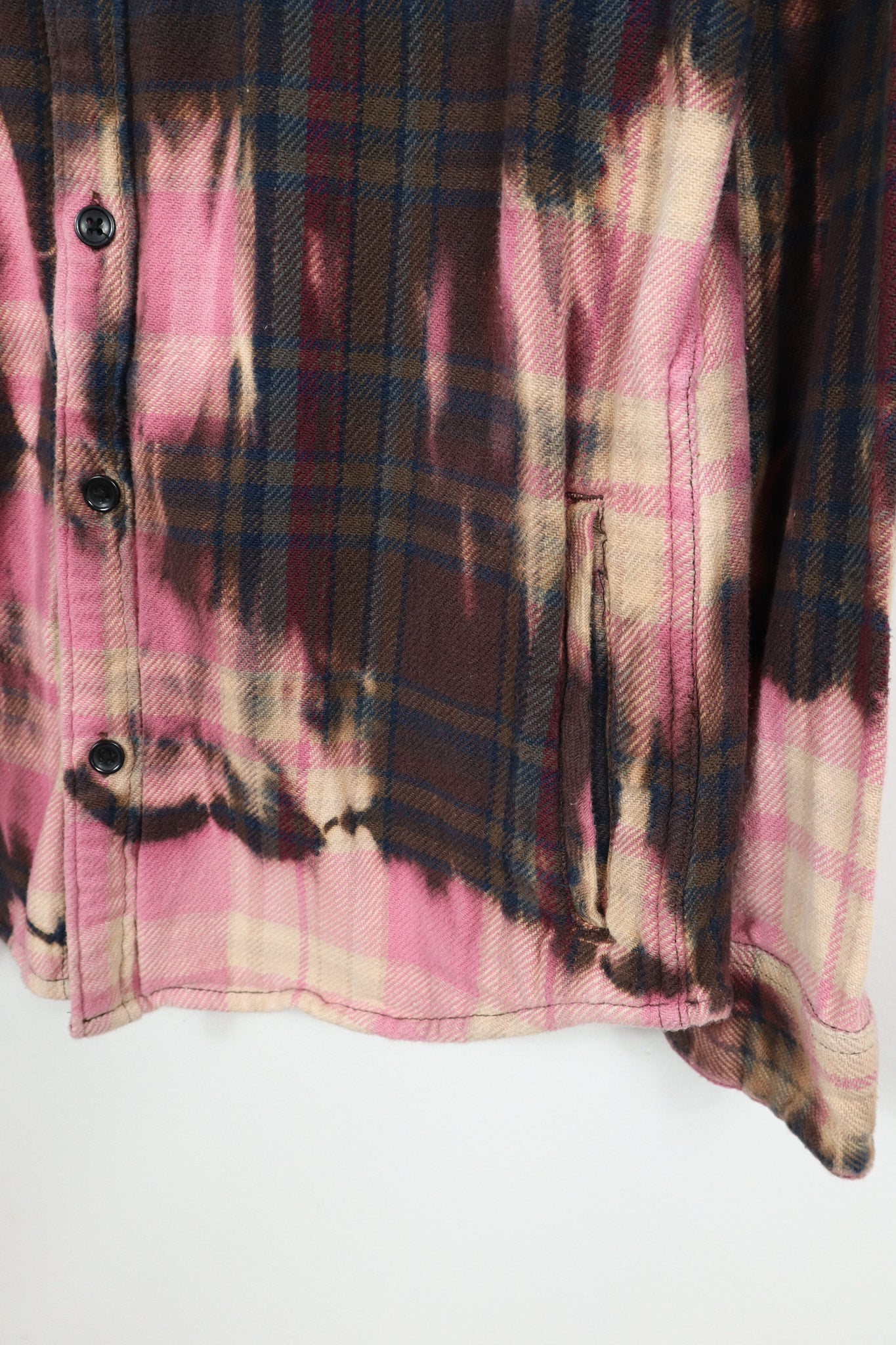 Upcycled Bleached Flannel Button-Down