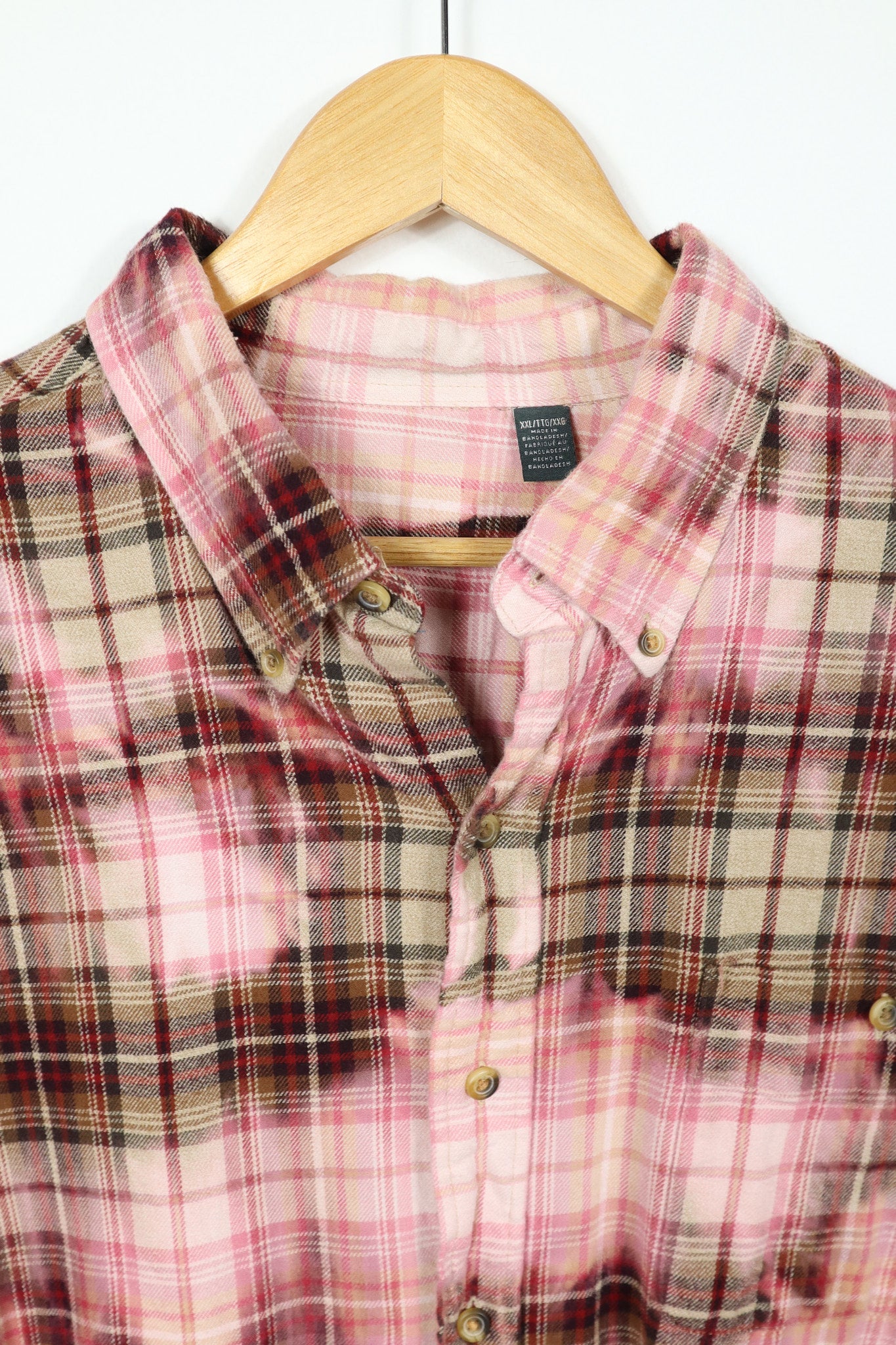 Upcycled Bleached Flannel Button-Down