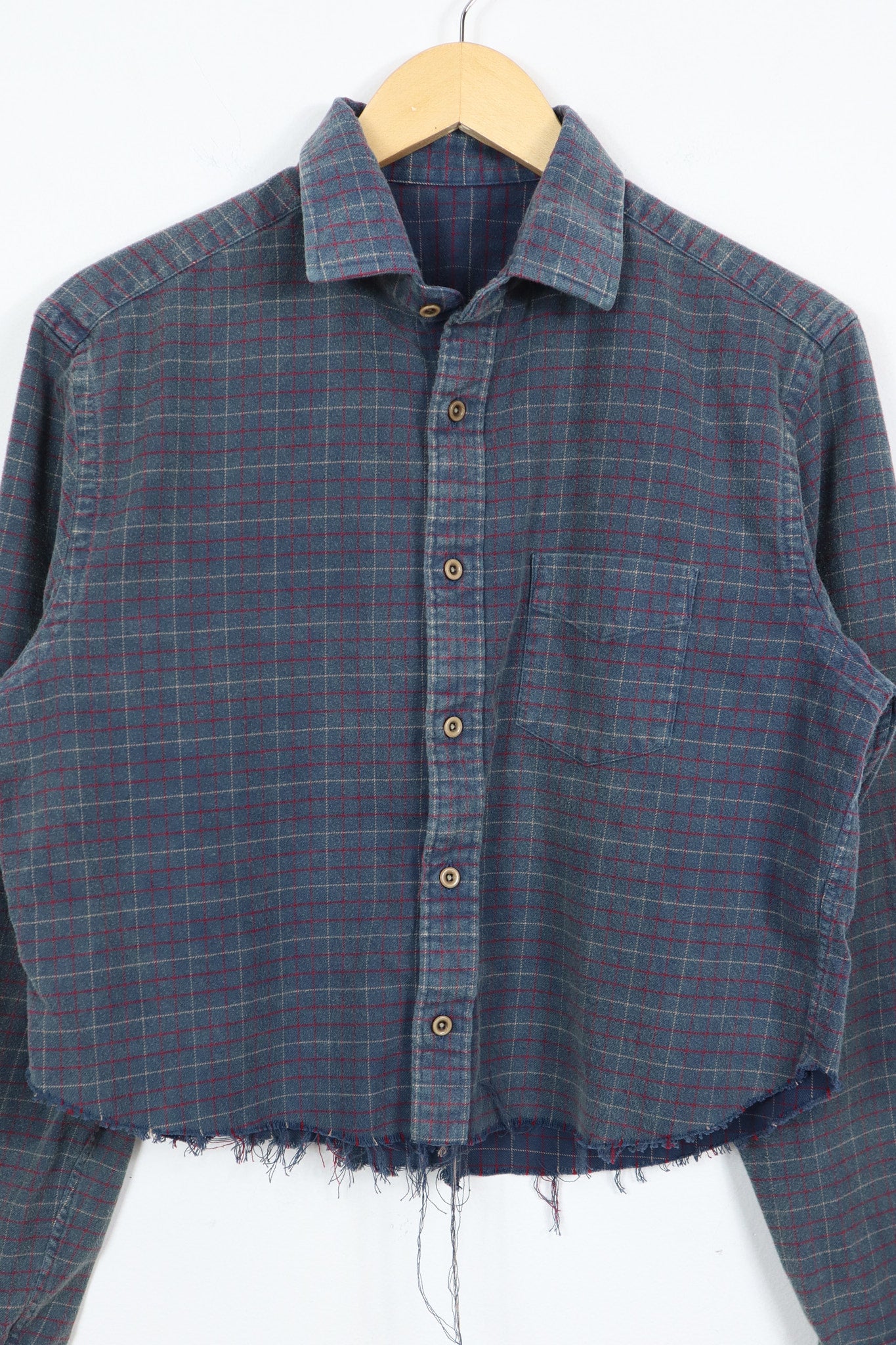 Vintage Acid Washed Cropped Button-Down Shirt