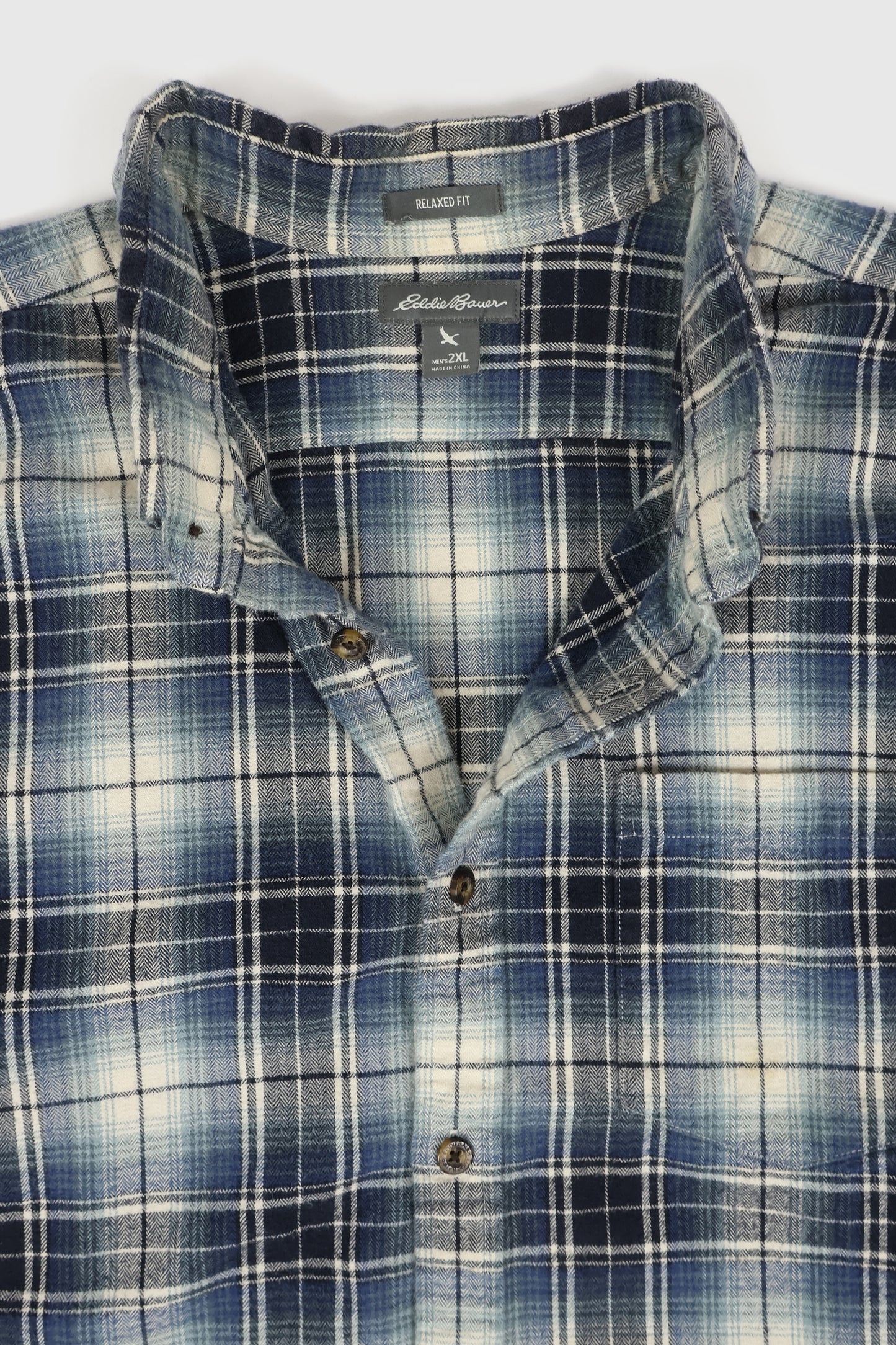 Vintage Eddie Bauer Plaid Flannel Button-Down Shirt Image 2