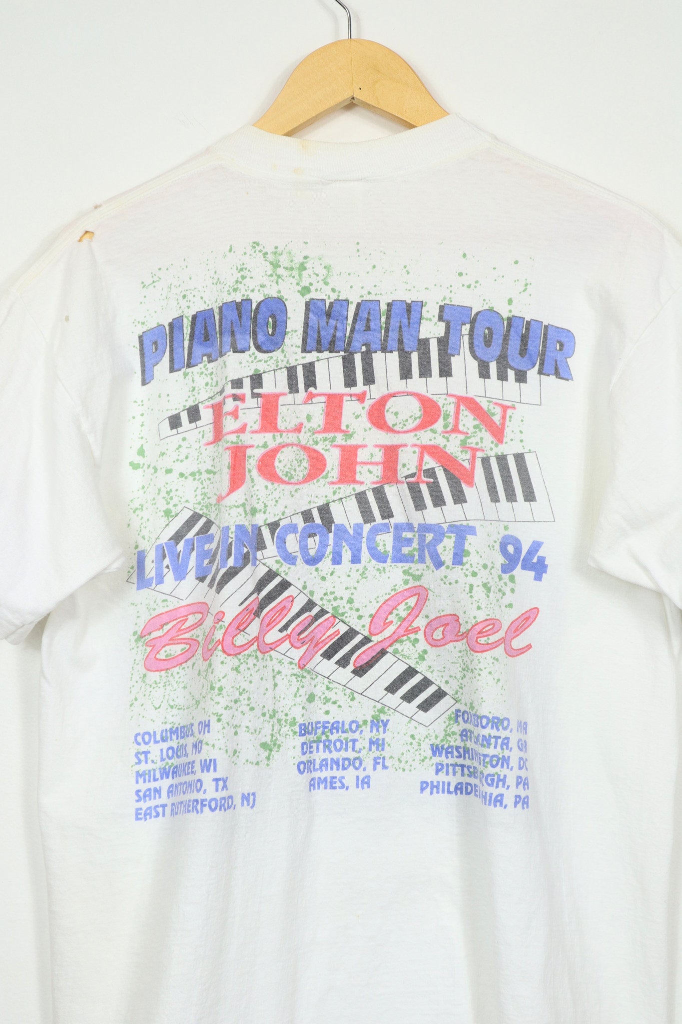 Vintage Elton John & Billy Joel 1994 Piano Man Tour Tee