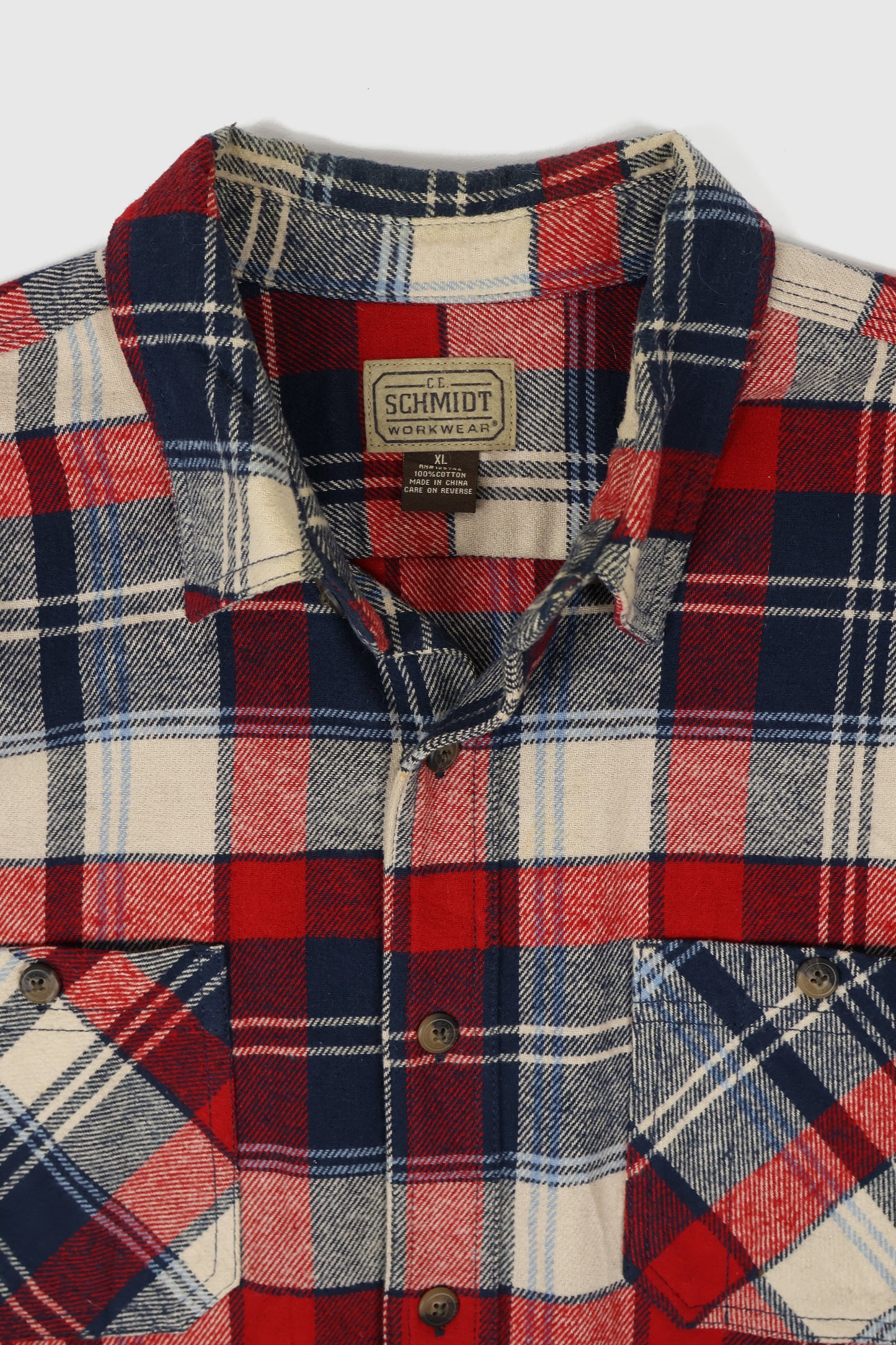 Vintage Red Plaid Heavyeright Button-Down Shirt