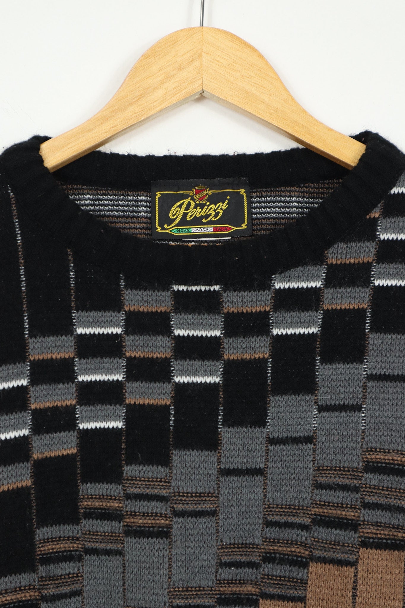 Vintage Black Block Pattern Sweater