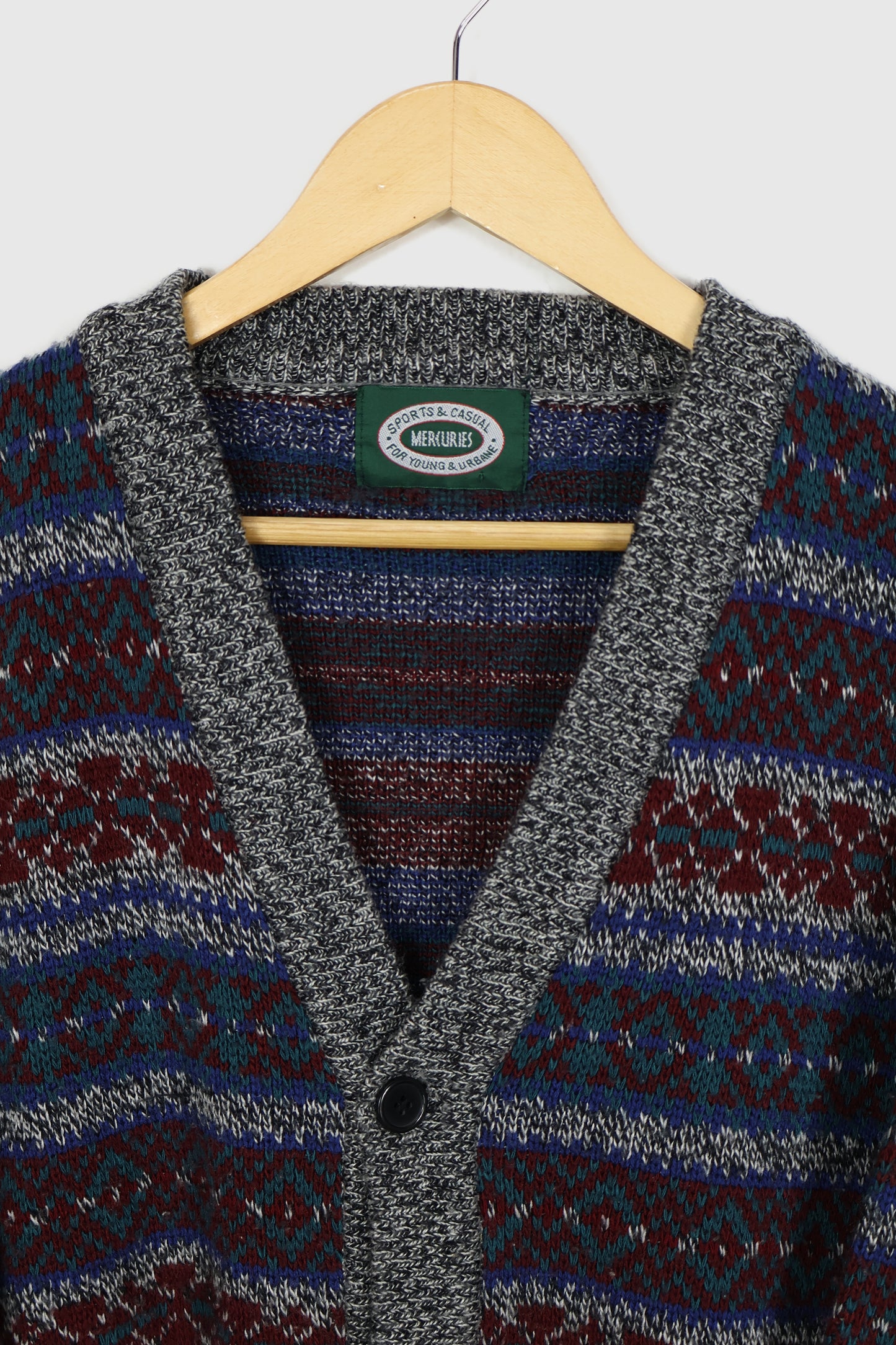 Vintage Grey Pattern Cardigan Sweater