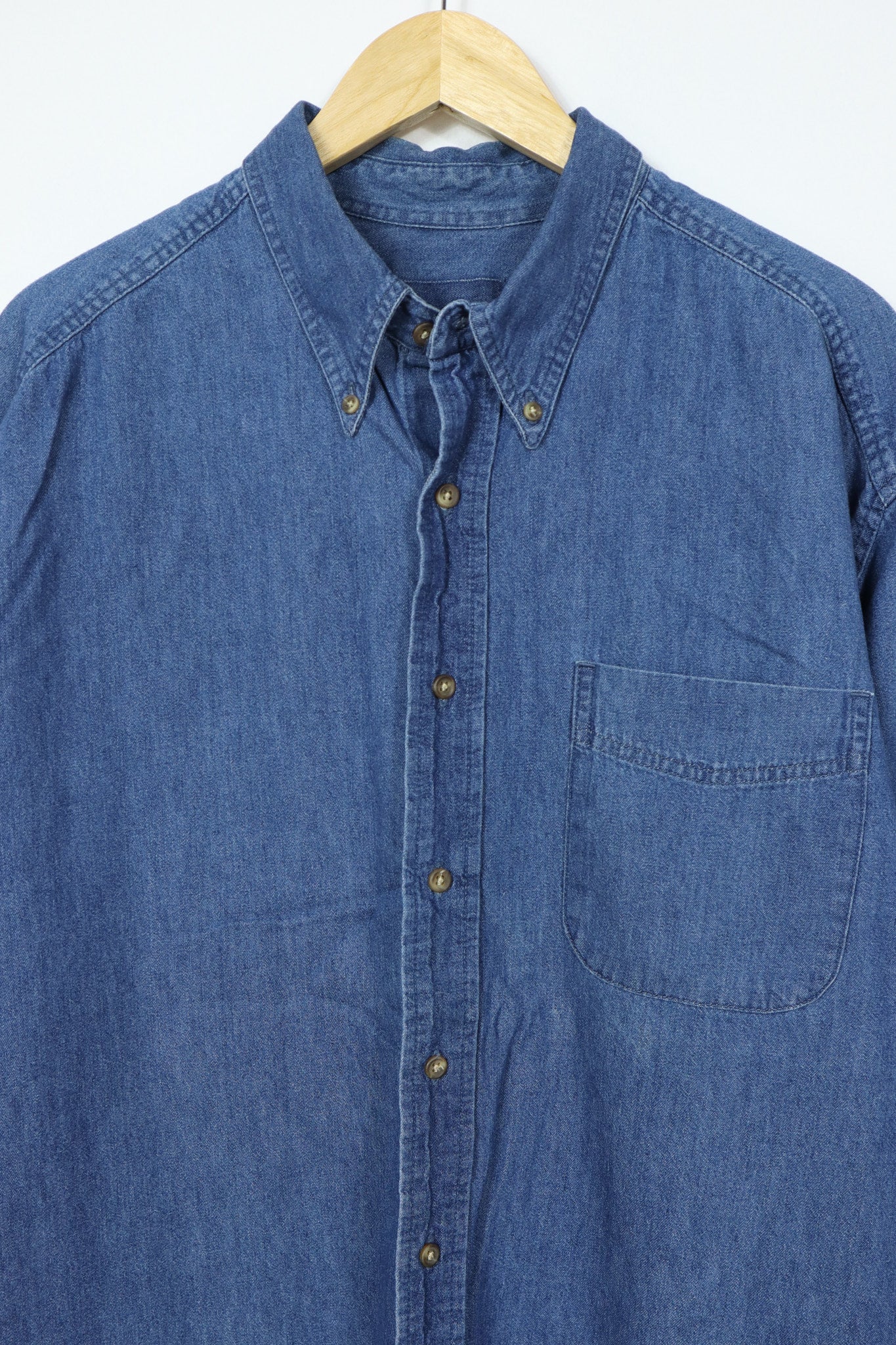 Vintage Dark Denim Button-Down Shirt