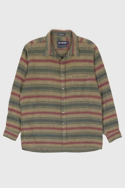 Vintage Green Striped Button Down Shirt Image 0