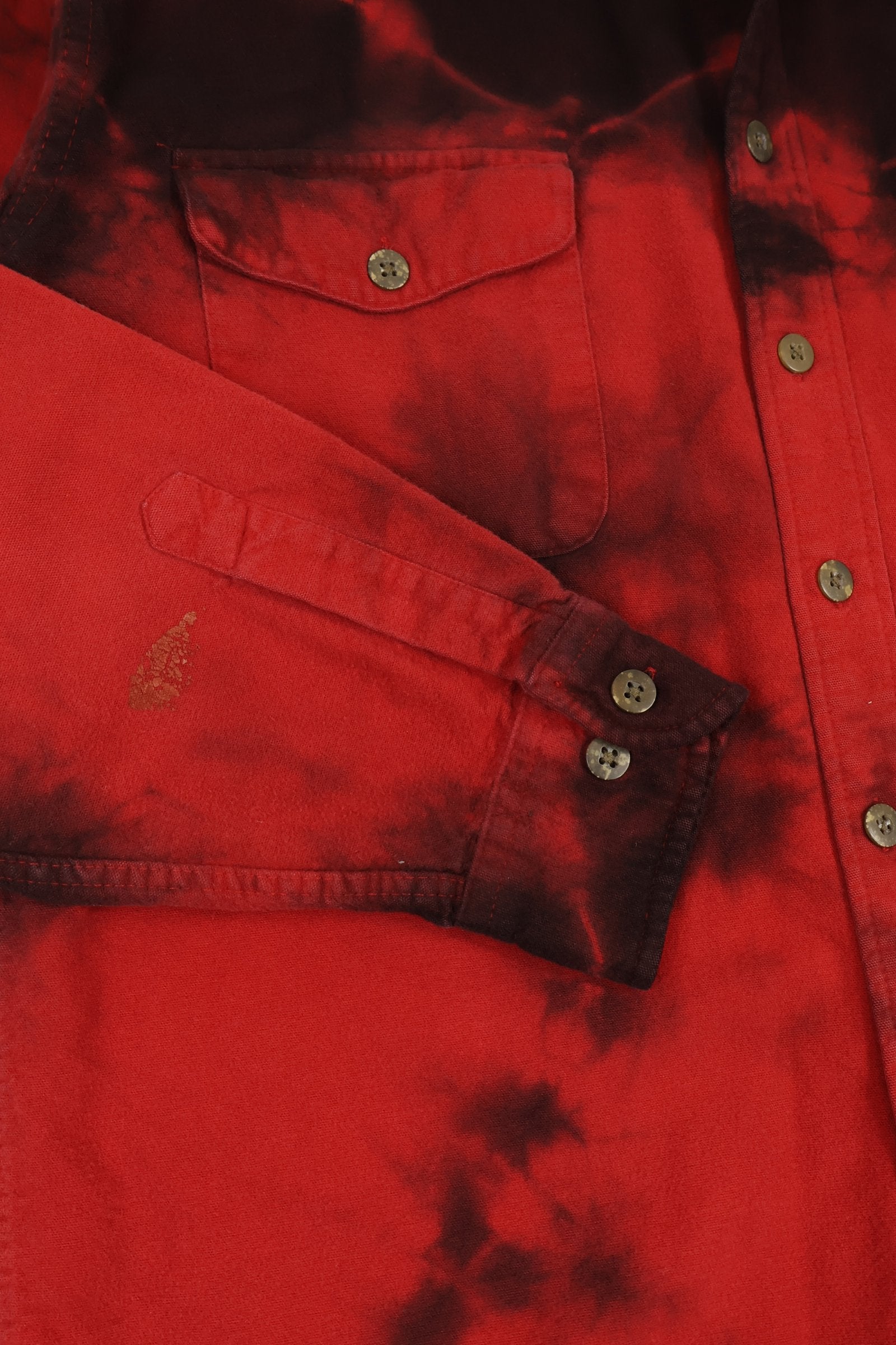 Reworked Dyed Red Flannel Button Down Shirt Image 4