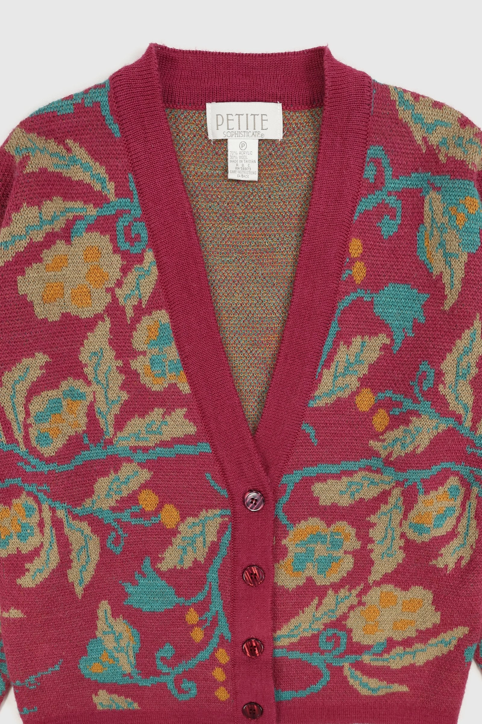 Vintage Floral Pattern Cardigan Sweater Image 2