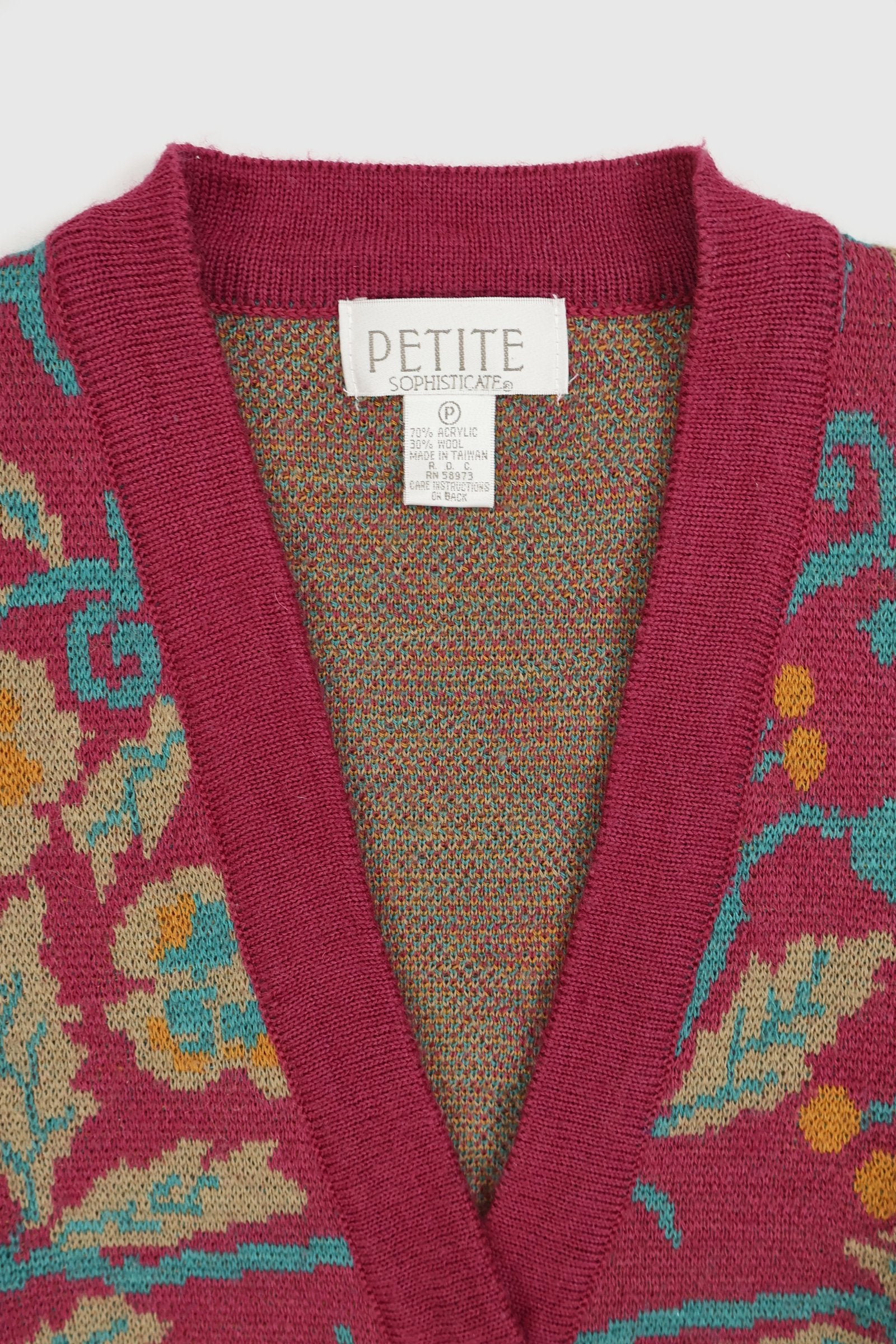 Vintage Floral Pattern Cardigan Sweater Image 3