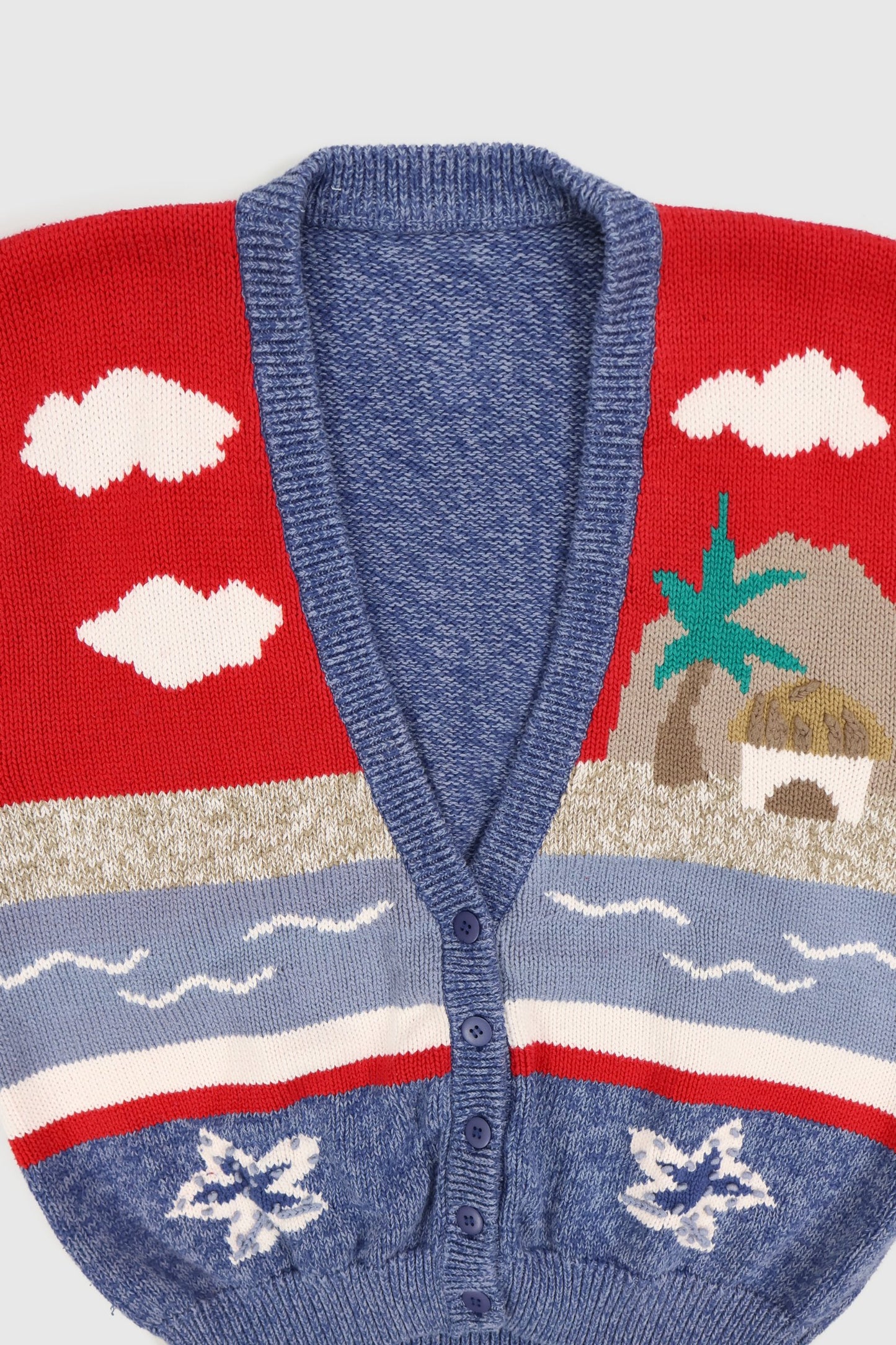 Vintage Beach Pattern Cardigan Sweater Vest Image 2