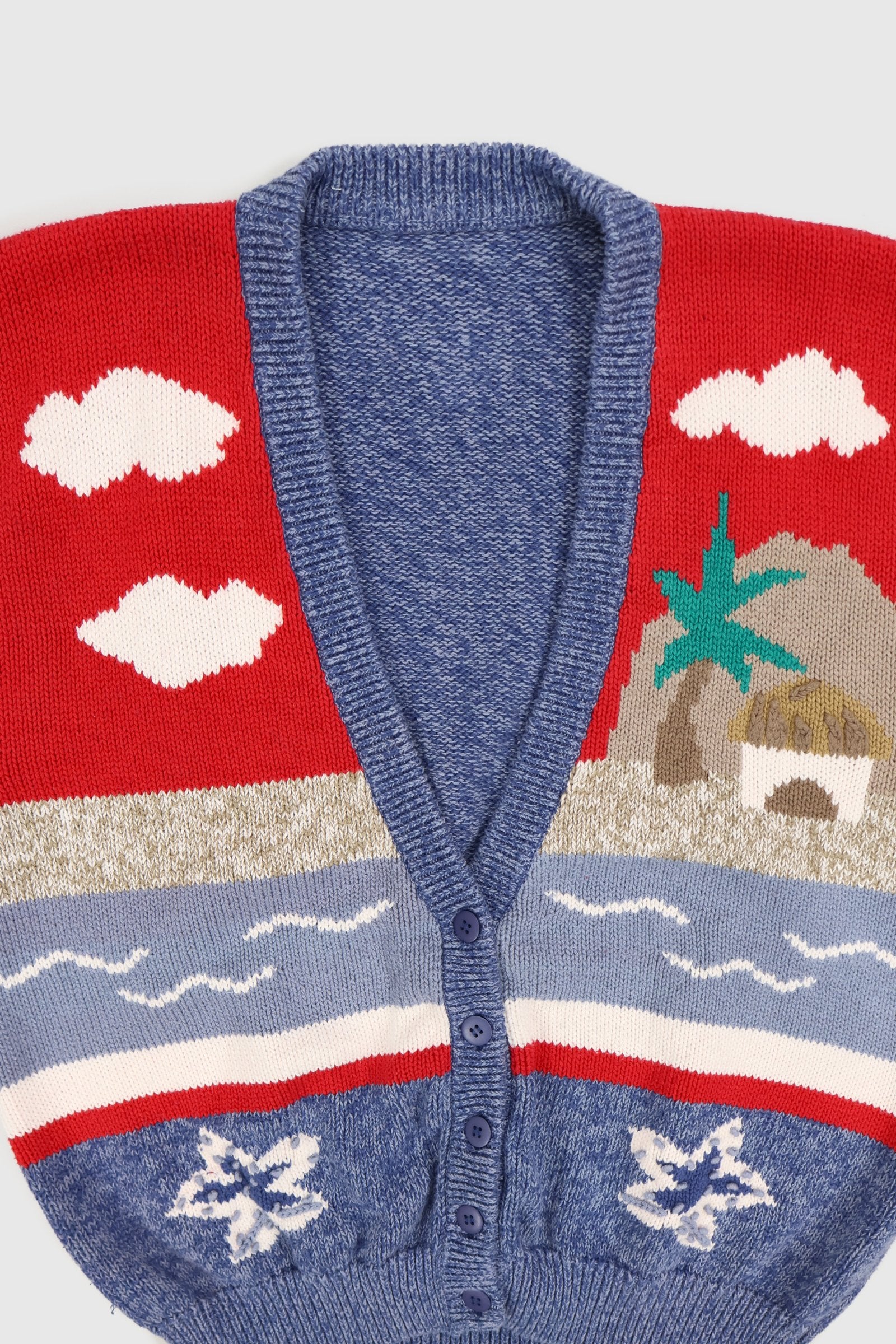 Vintage Beach Pattern Cardigan Sweater Vest Image 2