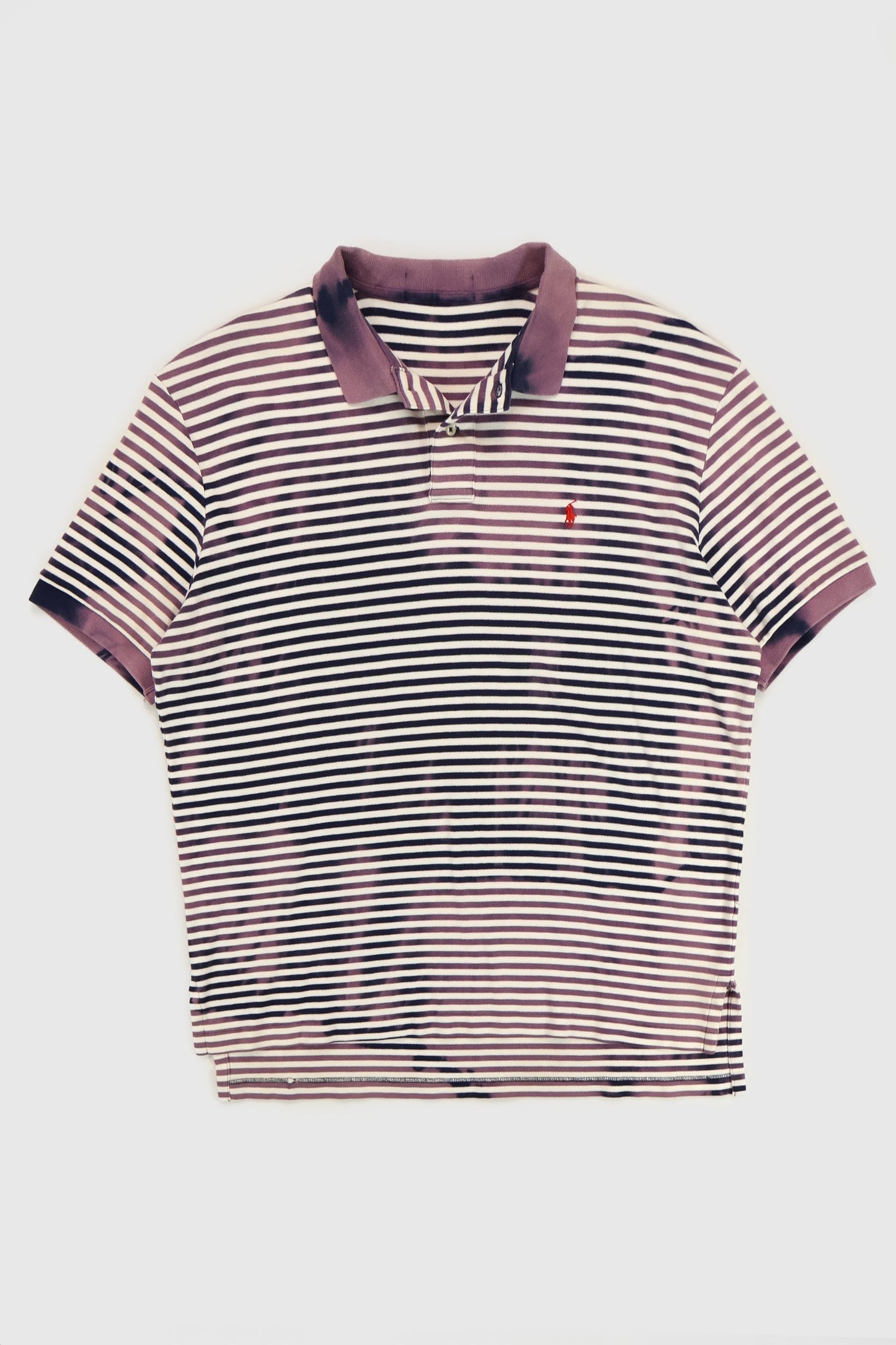 Reworked Bleached Ralph Lauren Striped Polo Image 0