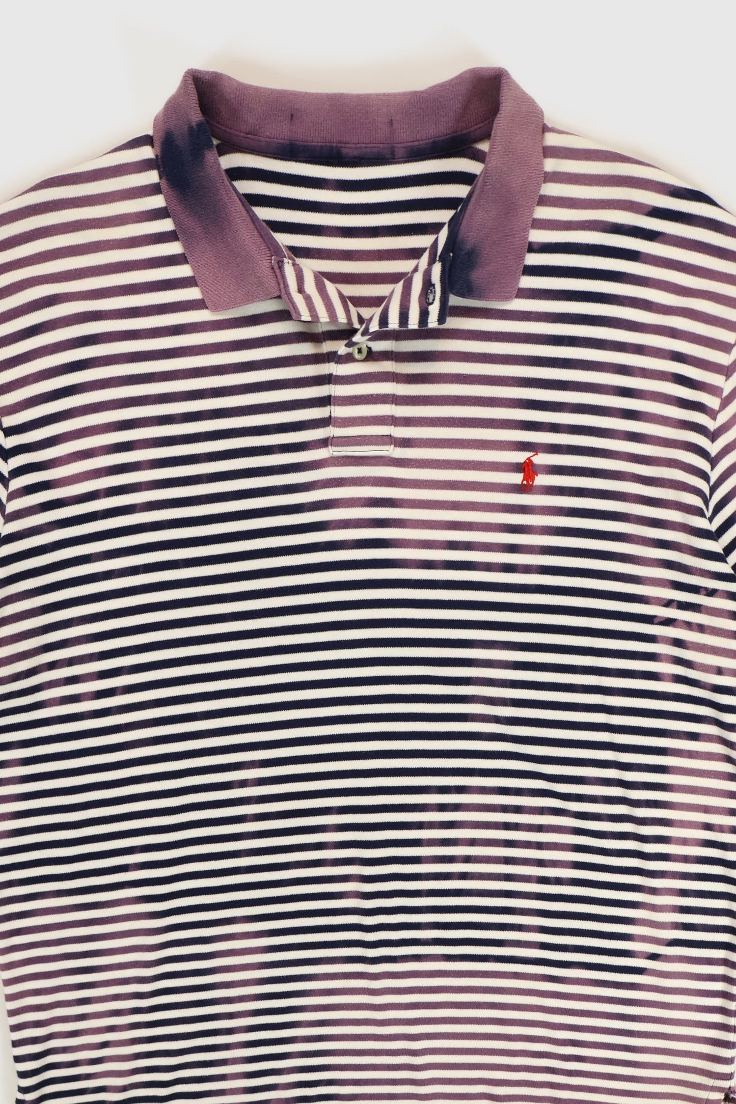Reworked Bleached Ralph Lauren Striped Polo Image 2