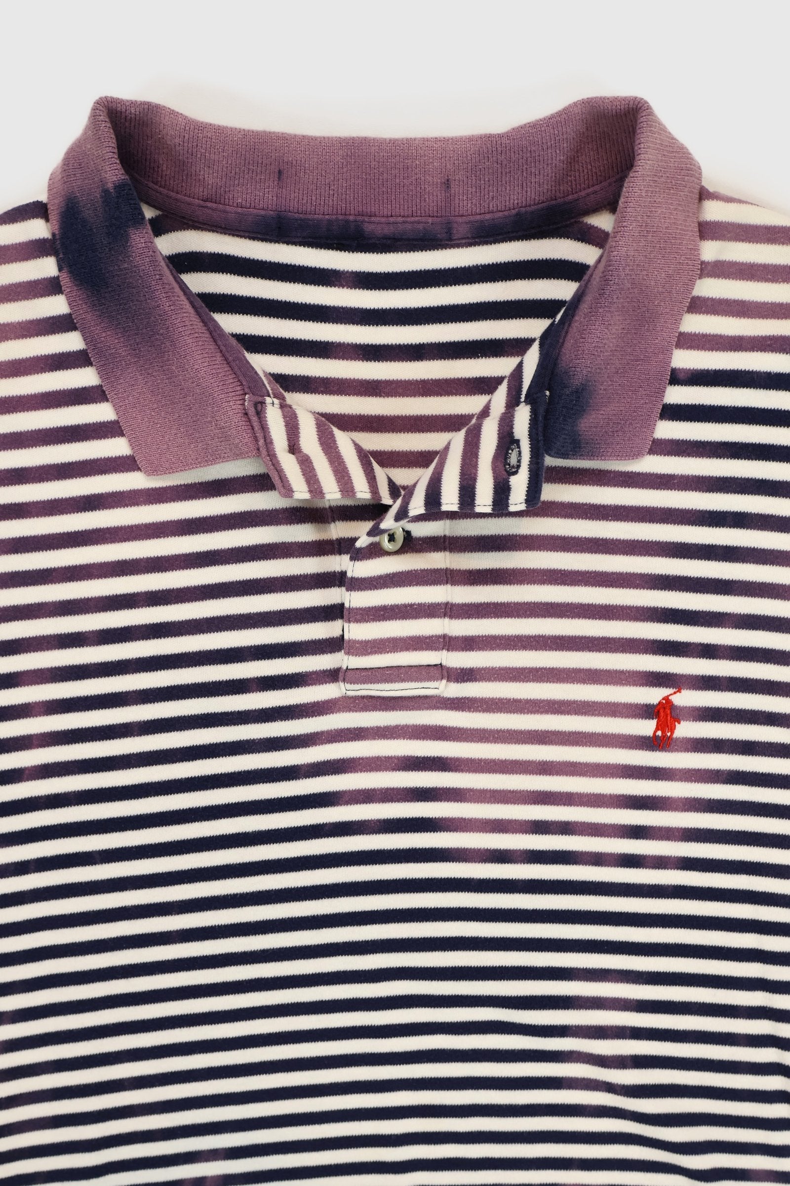Reworked Bleached Ralph Lauren Striped Polo Image 3
