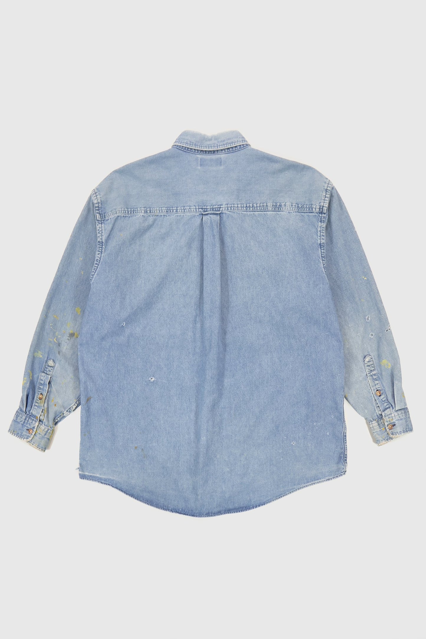Vintage Distressed Denim Button-Down Shirt Image 6
