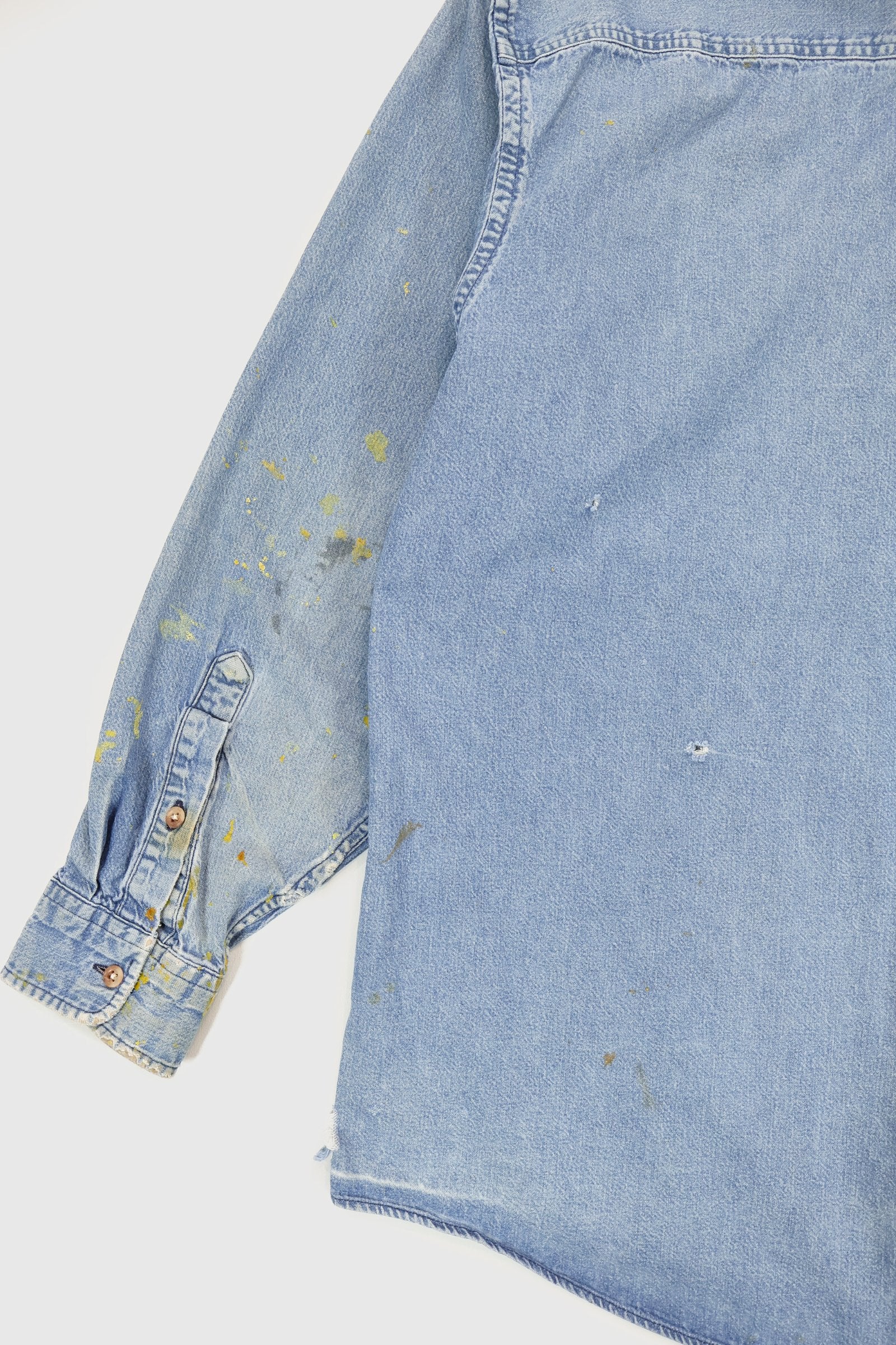 Vintage Distressed Denim Button-Down Shirt Image 7