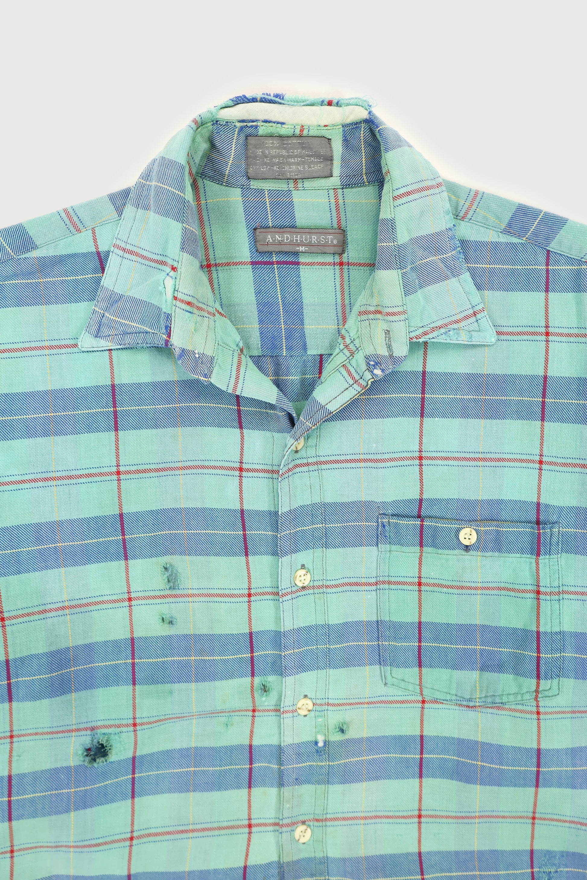 Vintage Frayed Snap Button-Down Shirt Image 3