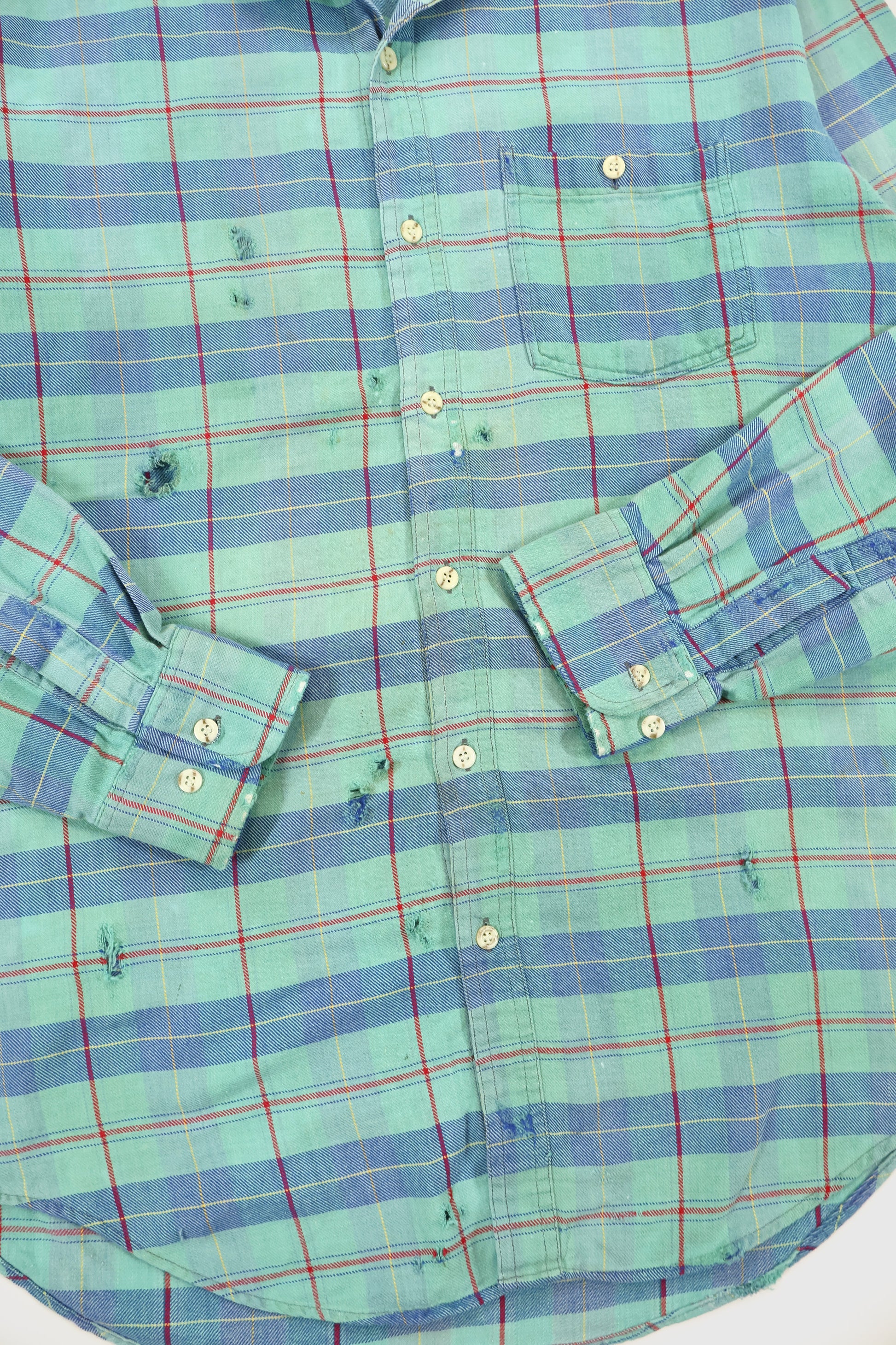 Vintage Frayed Snap Button-Down Shirt Image 4