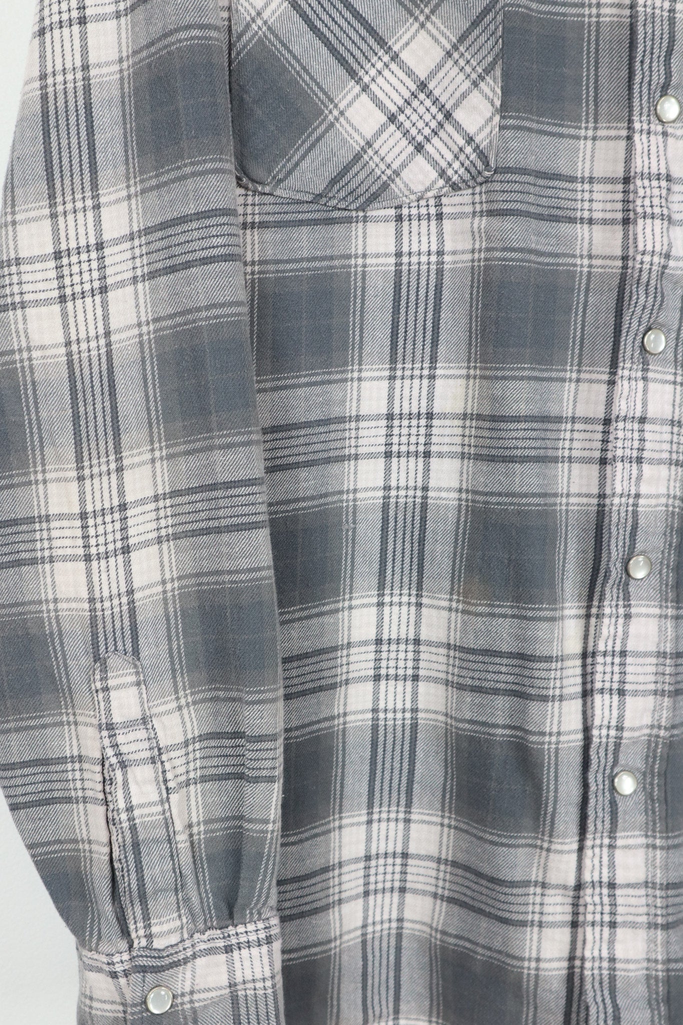 Grey Plaid Snap Button Shirt