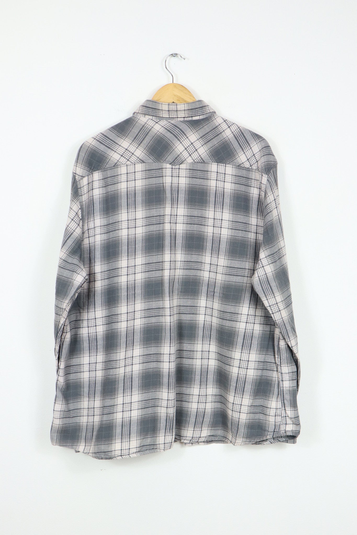 Grey Plaid Snap Button Shirt