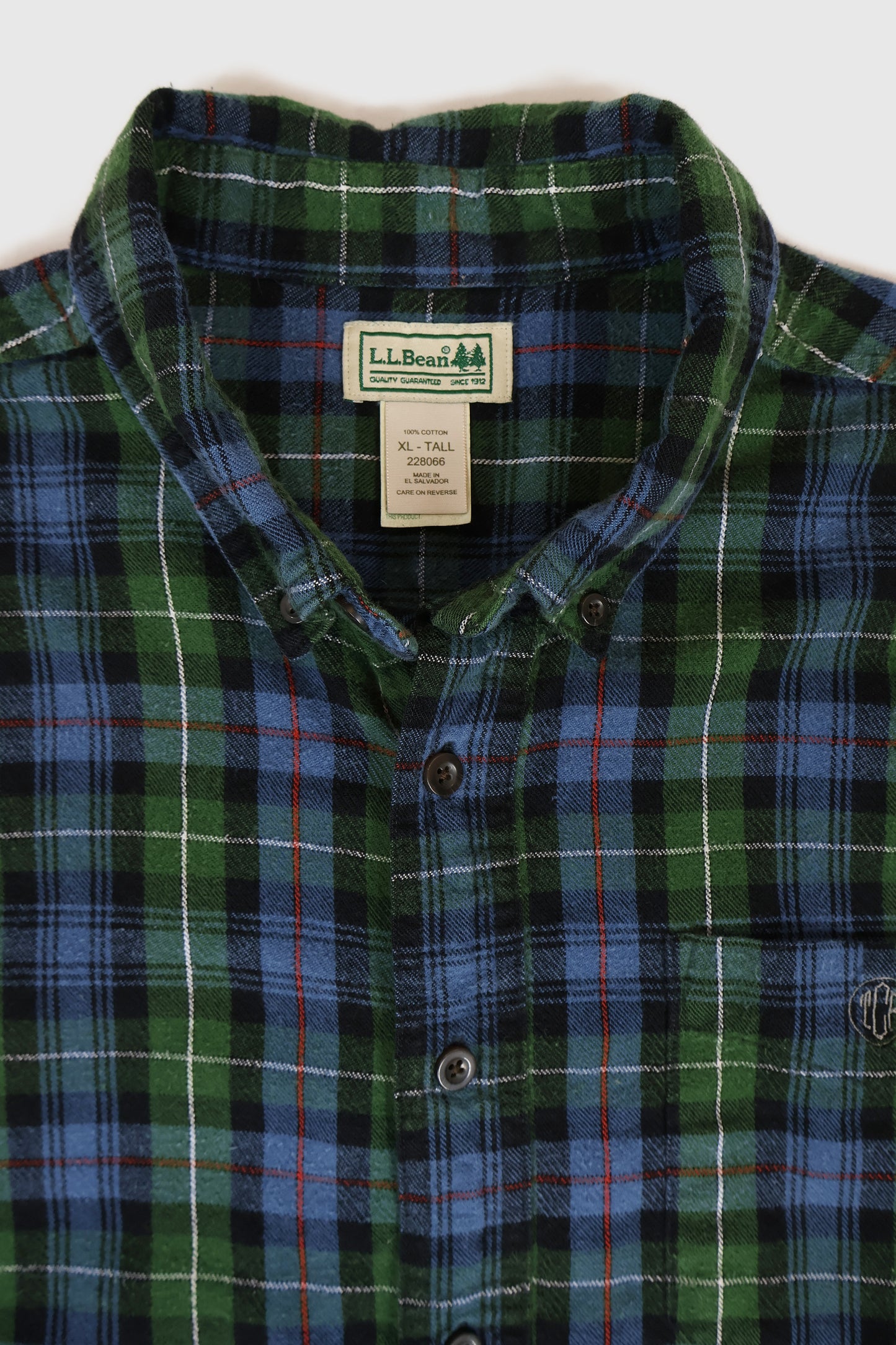 Vintage L.L. Bean Monogrammed Flannel Button-Down Shirt Image 2