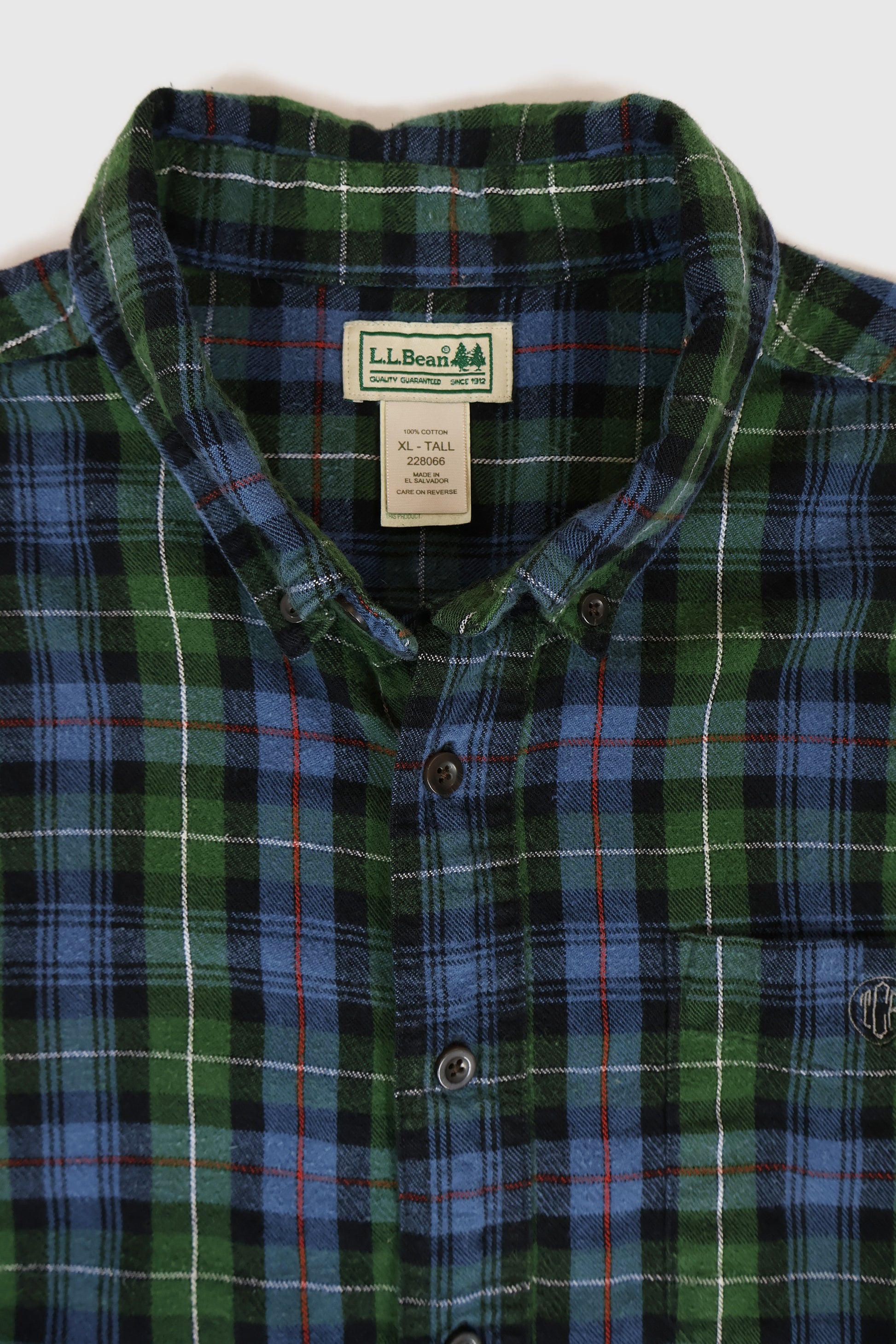 Vintage L.L. Bean Monogrammed Flannel Button-Down Shirt Image 2