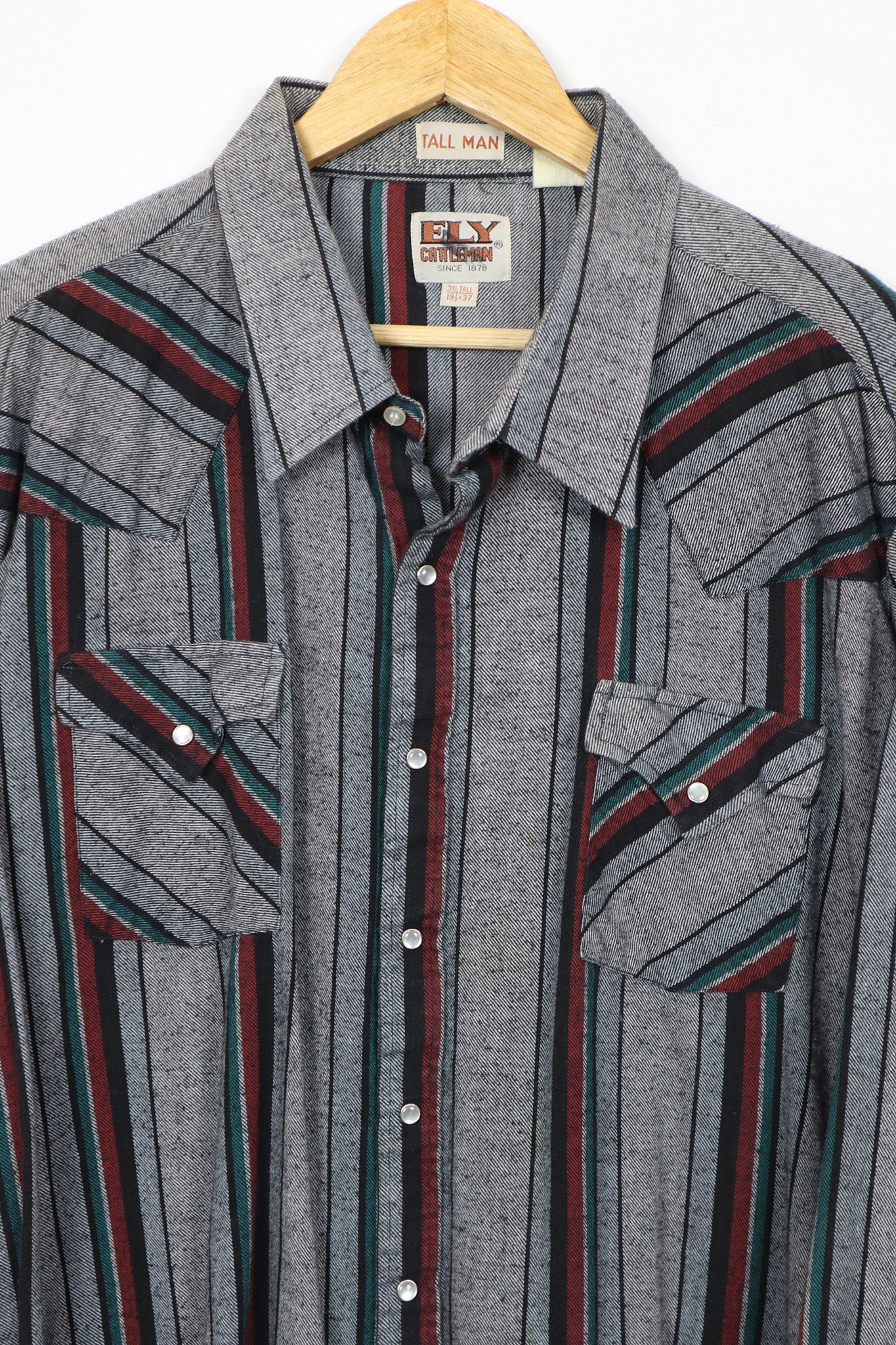 Vintage Striped Flannel Snap Button Shirt