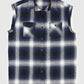 Vintage Sleeveless Flannel Button-Down Shirt