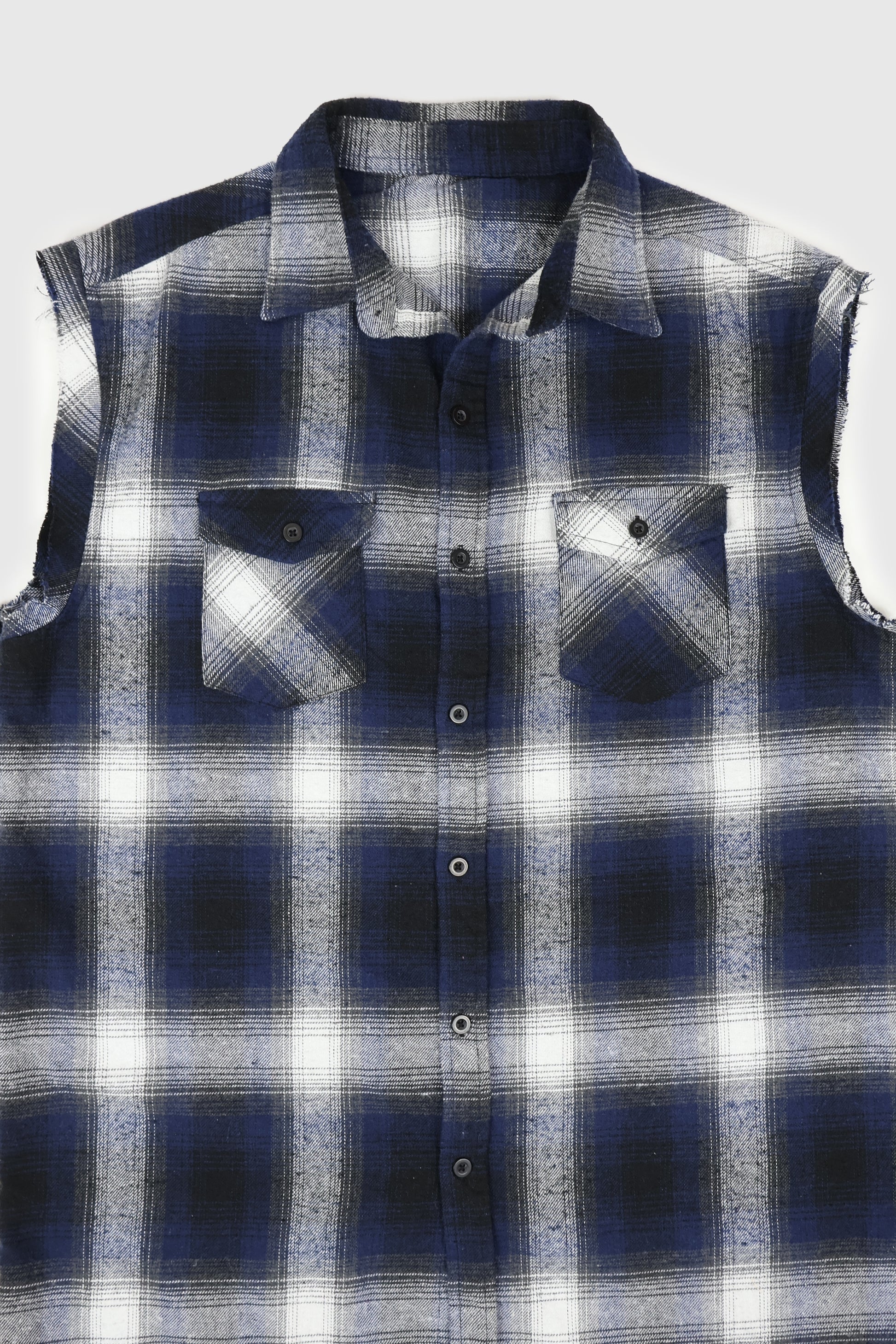 Vintage Flannel Sleeveless Button-Down Shirt Image 1