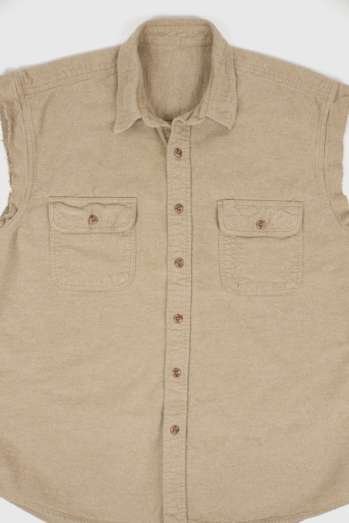 Vintage Heavyweight Sleeveless Flannel Button-Down Shirt