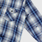Vintage Distressed Blue Plaid Button-Down Shirt