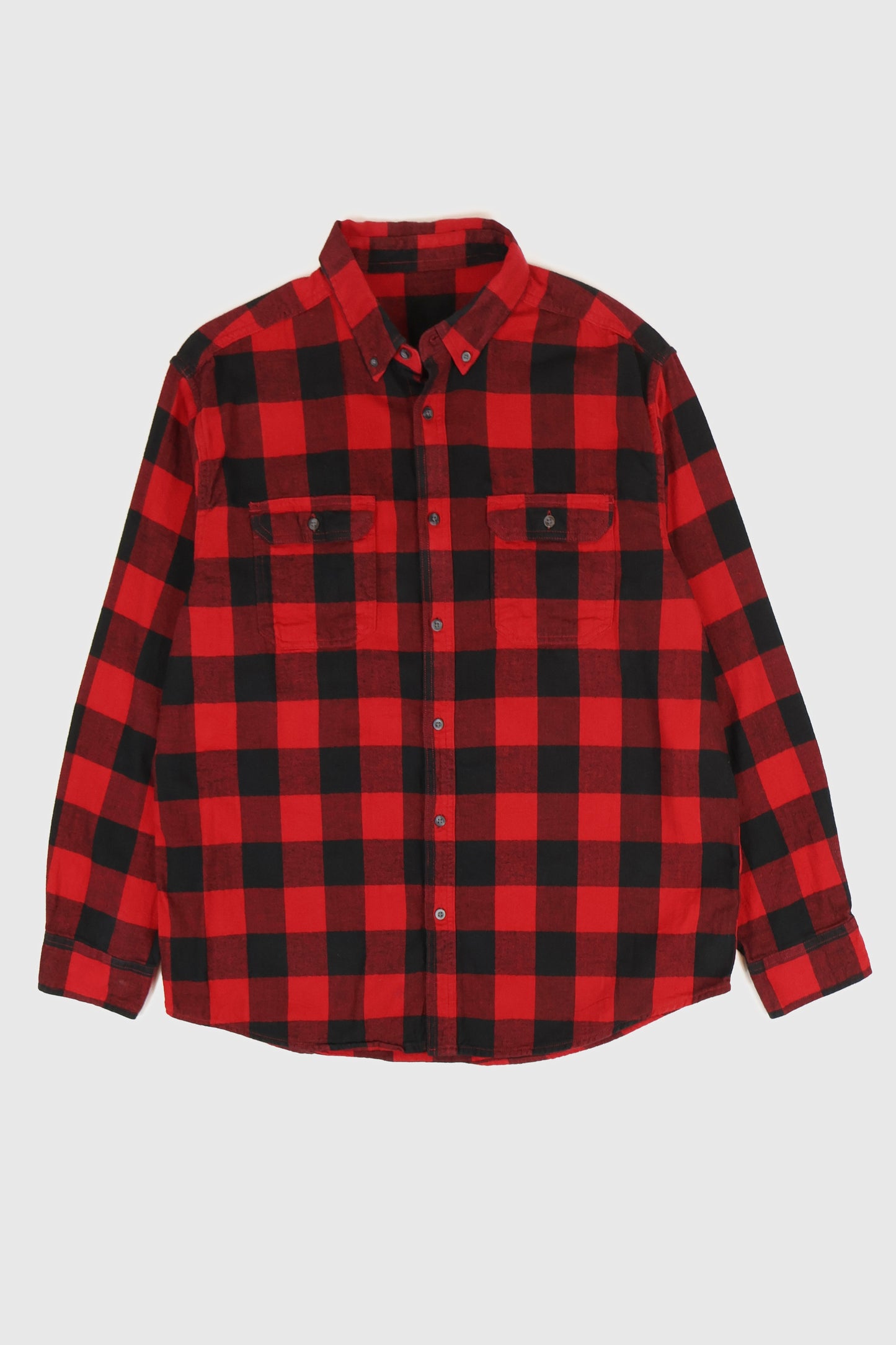 Vintage Red Plaid Flannel Button-Down Shirt