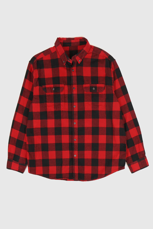 Vintage Red Plaid Flannel Button-Down Shirt