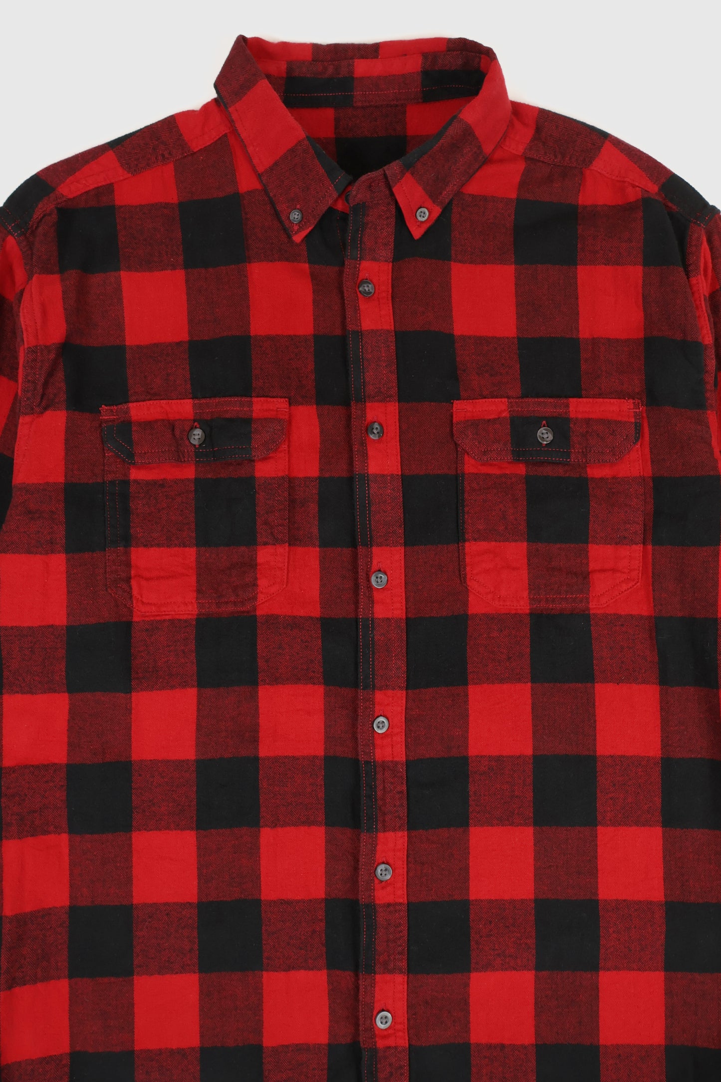 Vintage Red Plaid Flannel Button-Down Shirt