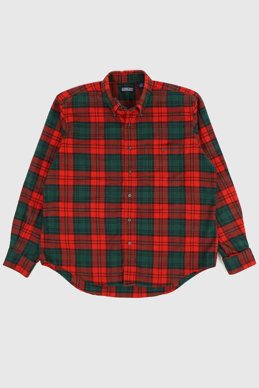 Vintage Frayed Red Plaid Button-Down Shirt Image 0