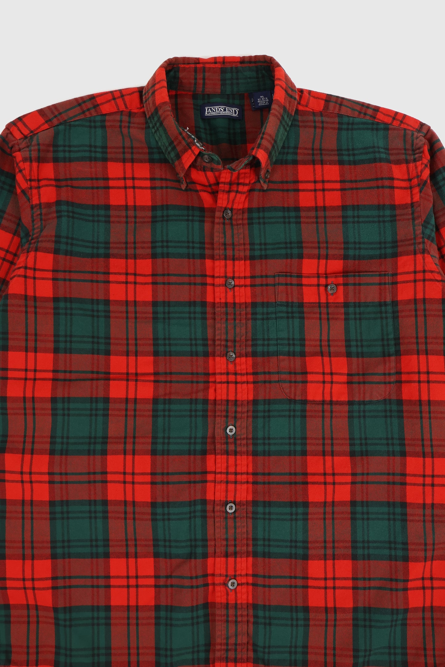 Vintage Frayed Red Plaid Button-Down Shirt Image 1