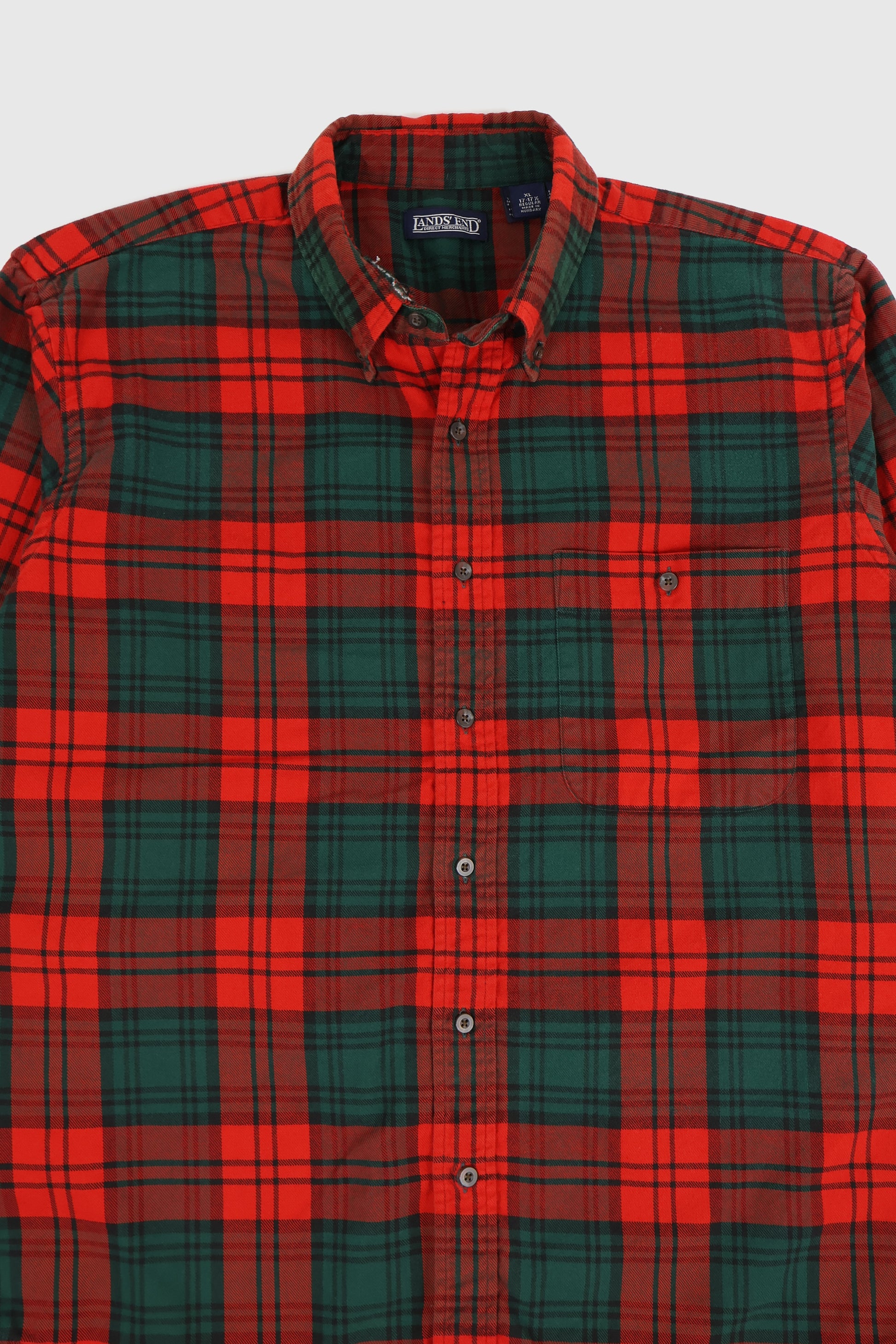 Vintage Frayed Red Plaid Button-Down Shirt Image 1