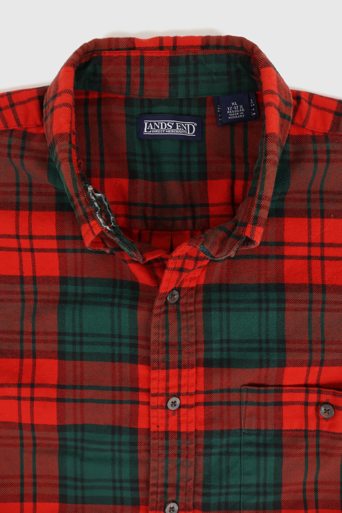 Vintage Frayed Red Plaid Button-Down Shirt Image 2