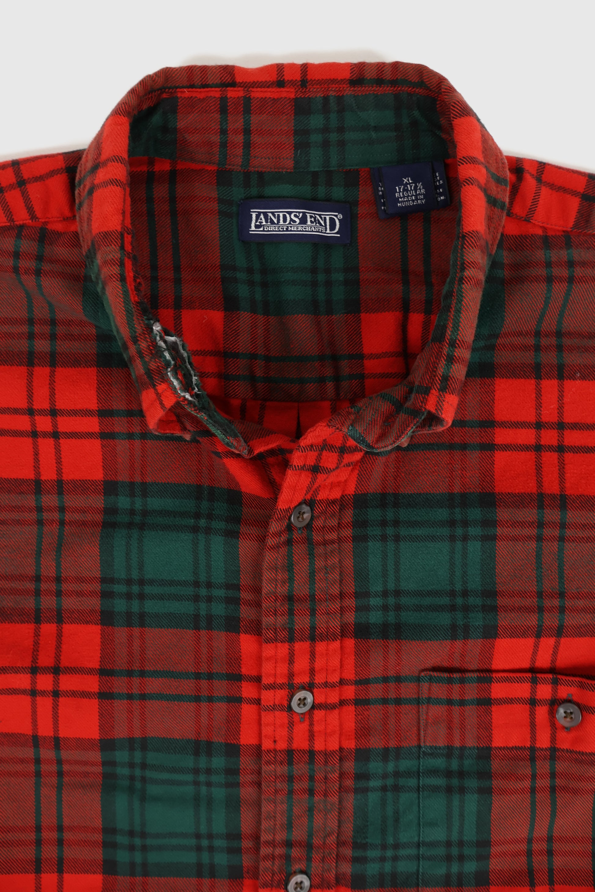 Vintage Frayed Red Plaid Button-Down Shirt Image 2