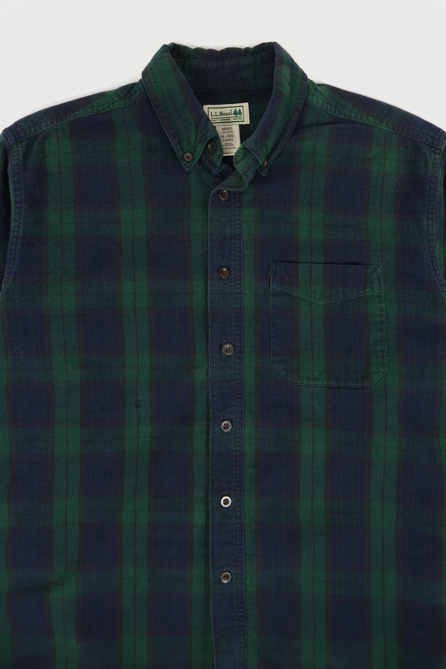 Vintage L.L. Bean Green Plaid Flannel Button-Down Shirt Image 1