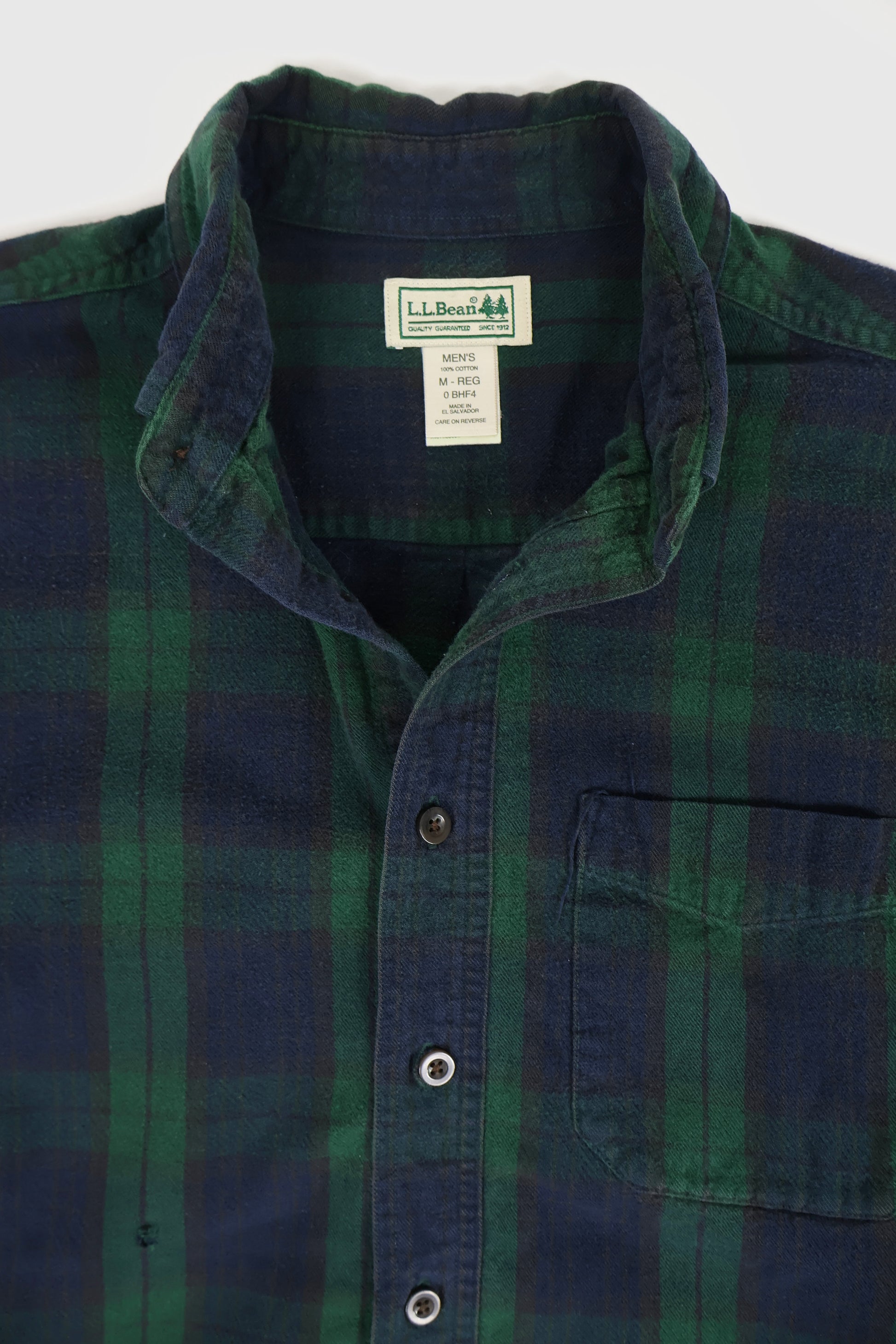 Vintage L.L. Bean Green Plaid Flannel Button-Down Shirt Image 2