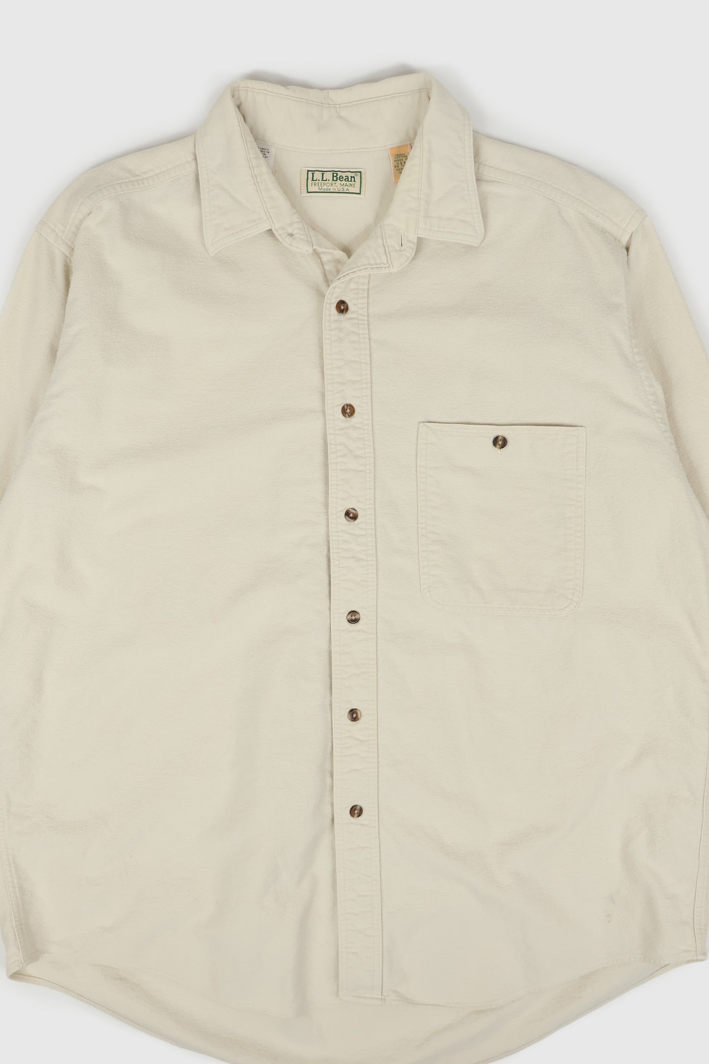 Vintage L.L. Bean White Flannel Button-Down Shirt