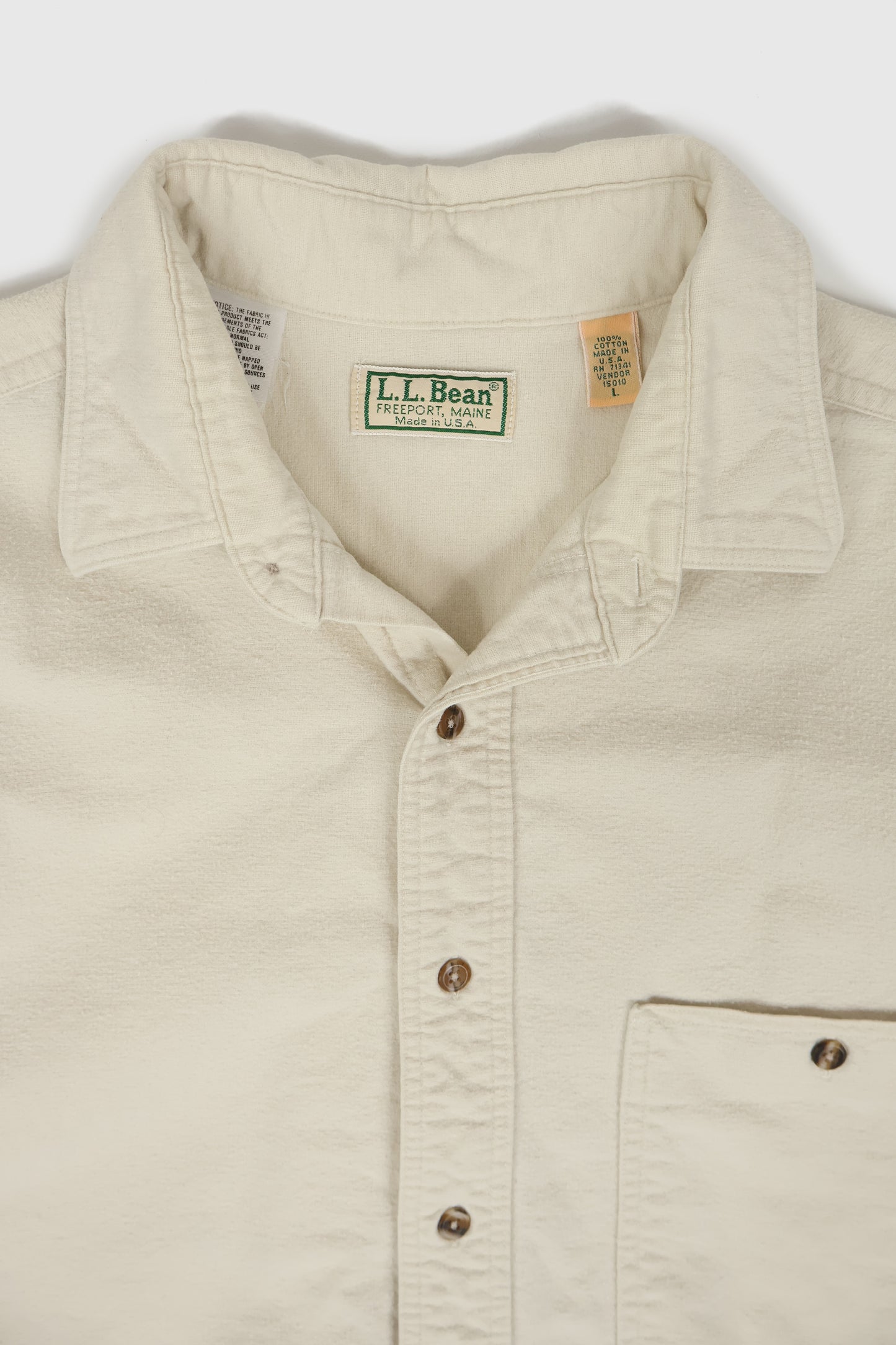 Vintage L.L. Bean White Flannel Button-Down Shirt