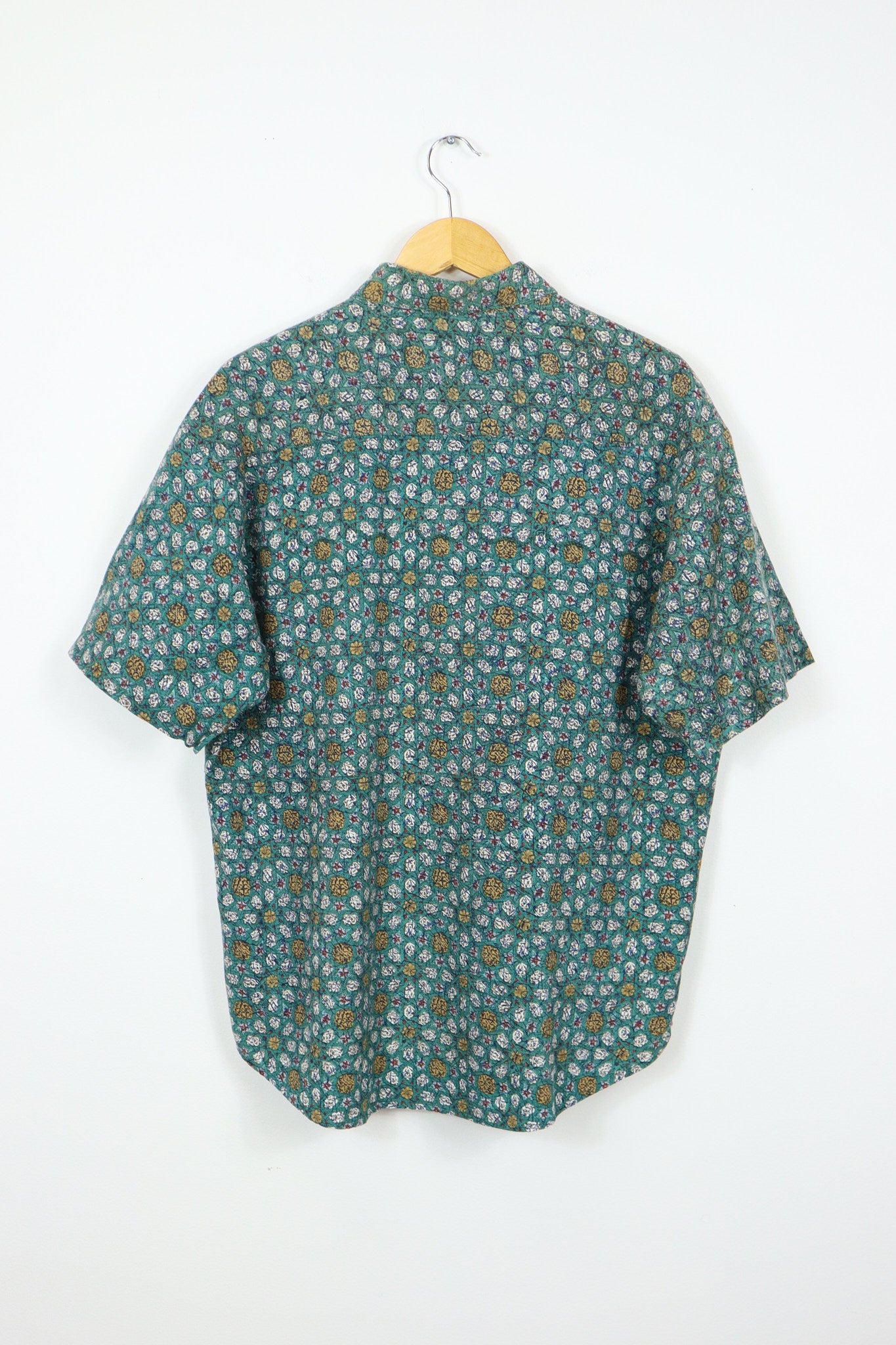 Short Sleeve Patterned Button-Down Shirt