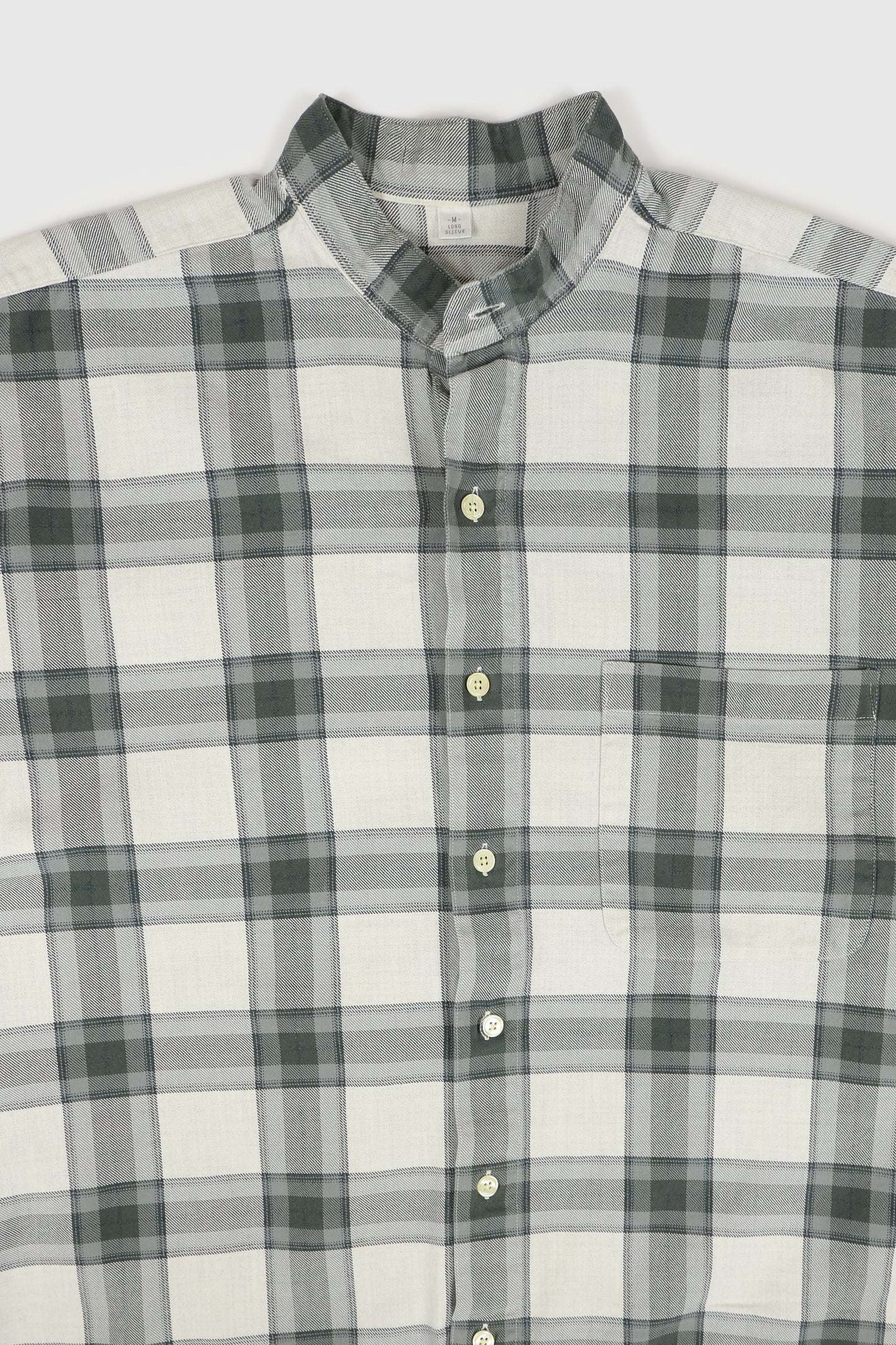 Vintage Band Collar Button-Down Shirt Image 1