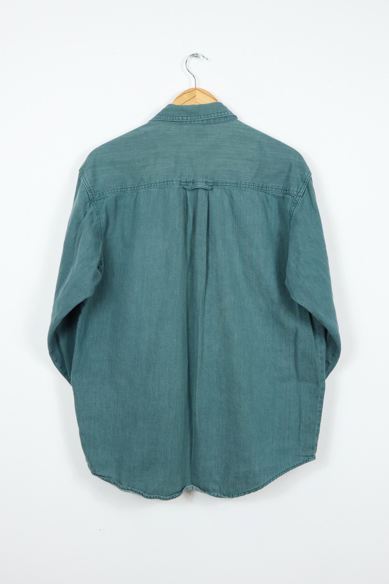 Vintage Green Denim Button-Down Shirt