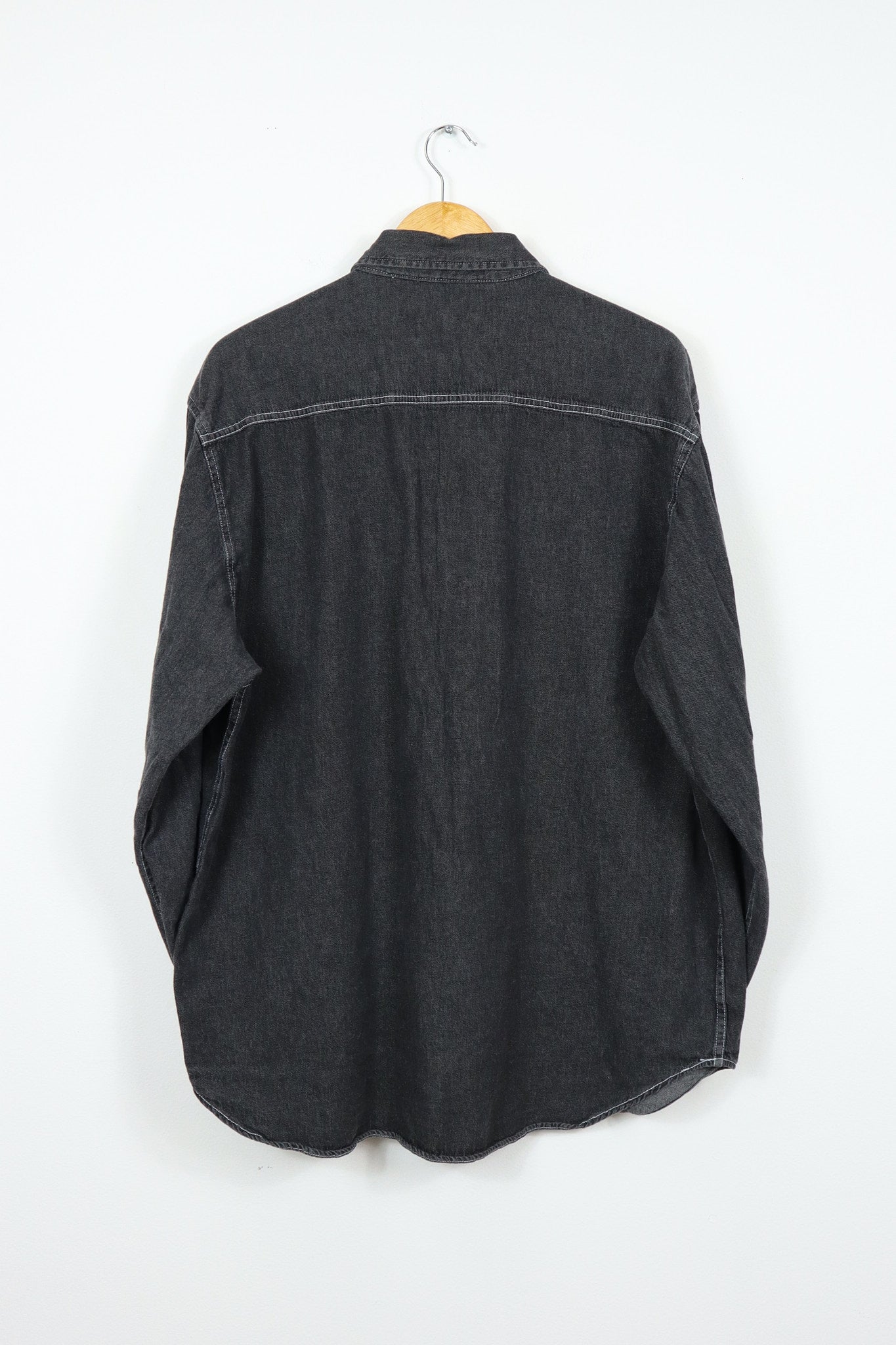 Vintage Black Denim Button-Down Shirt