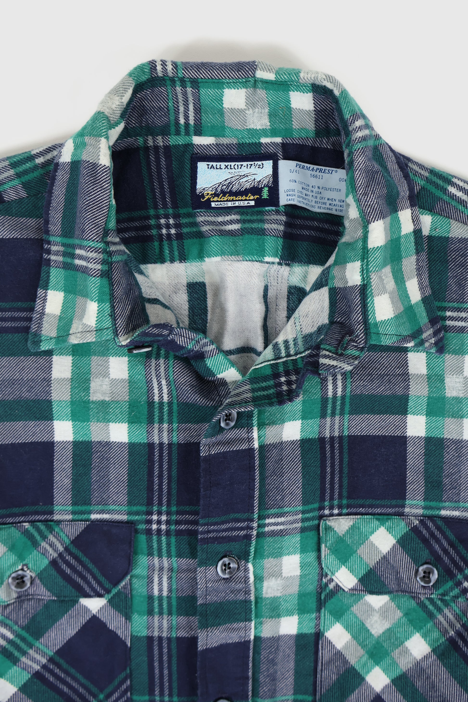 Vintage Blue Plaid Flannel Button-Down Shirt Image 2