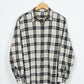 Frayed Black Plaid Button-Down Shirt